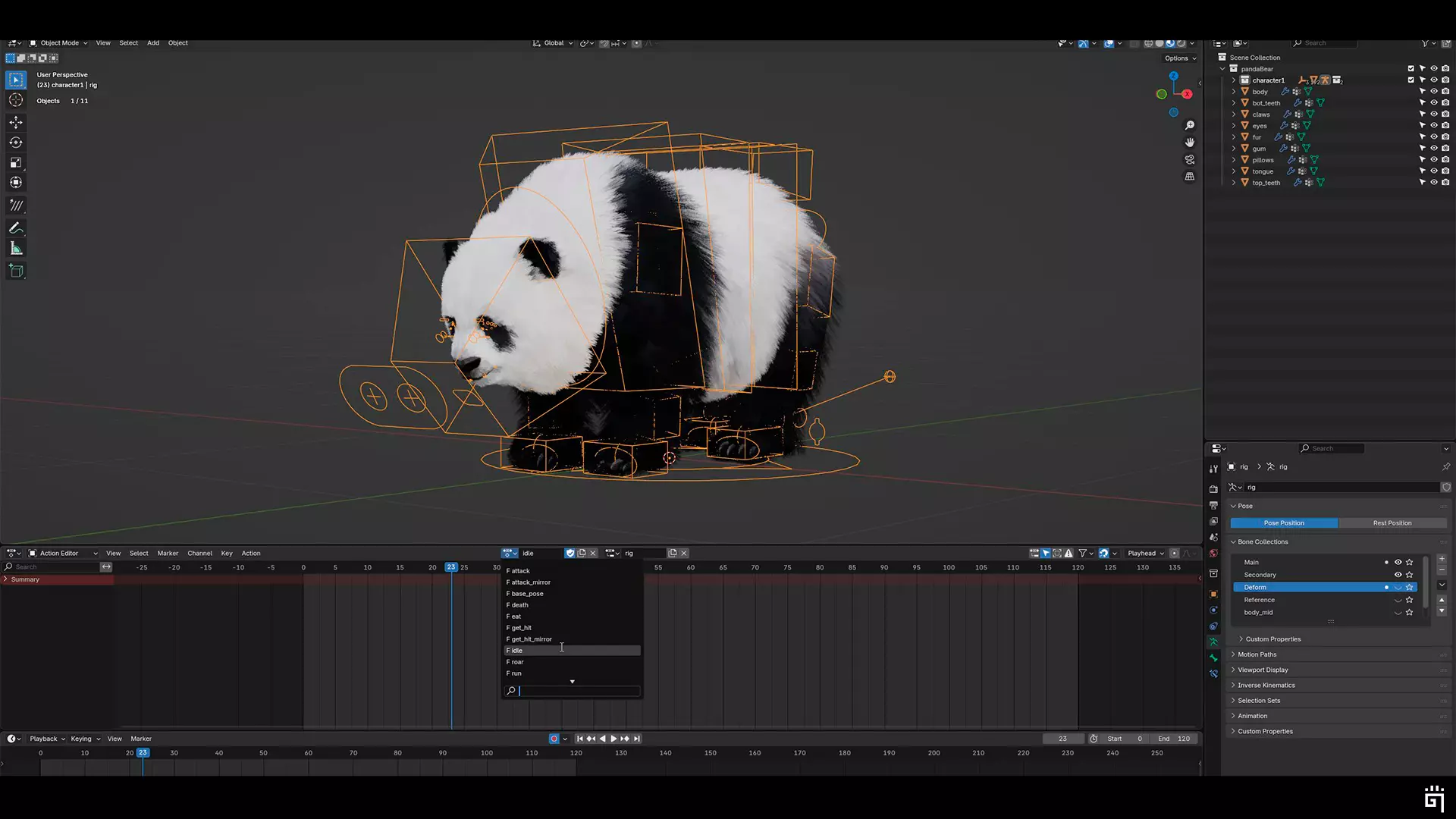 Panda Bear Low-poly 3D model_8