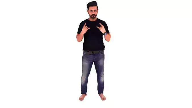 Good Looking Indian Man 3D Scanned Model Happy Pose