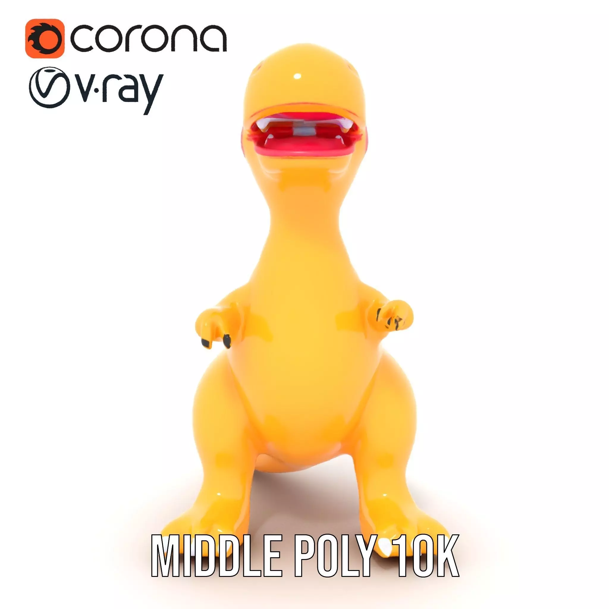 Yellow Dinosaur Toy model pack Low-poly 3D model_22
