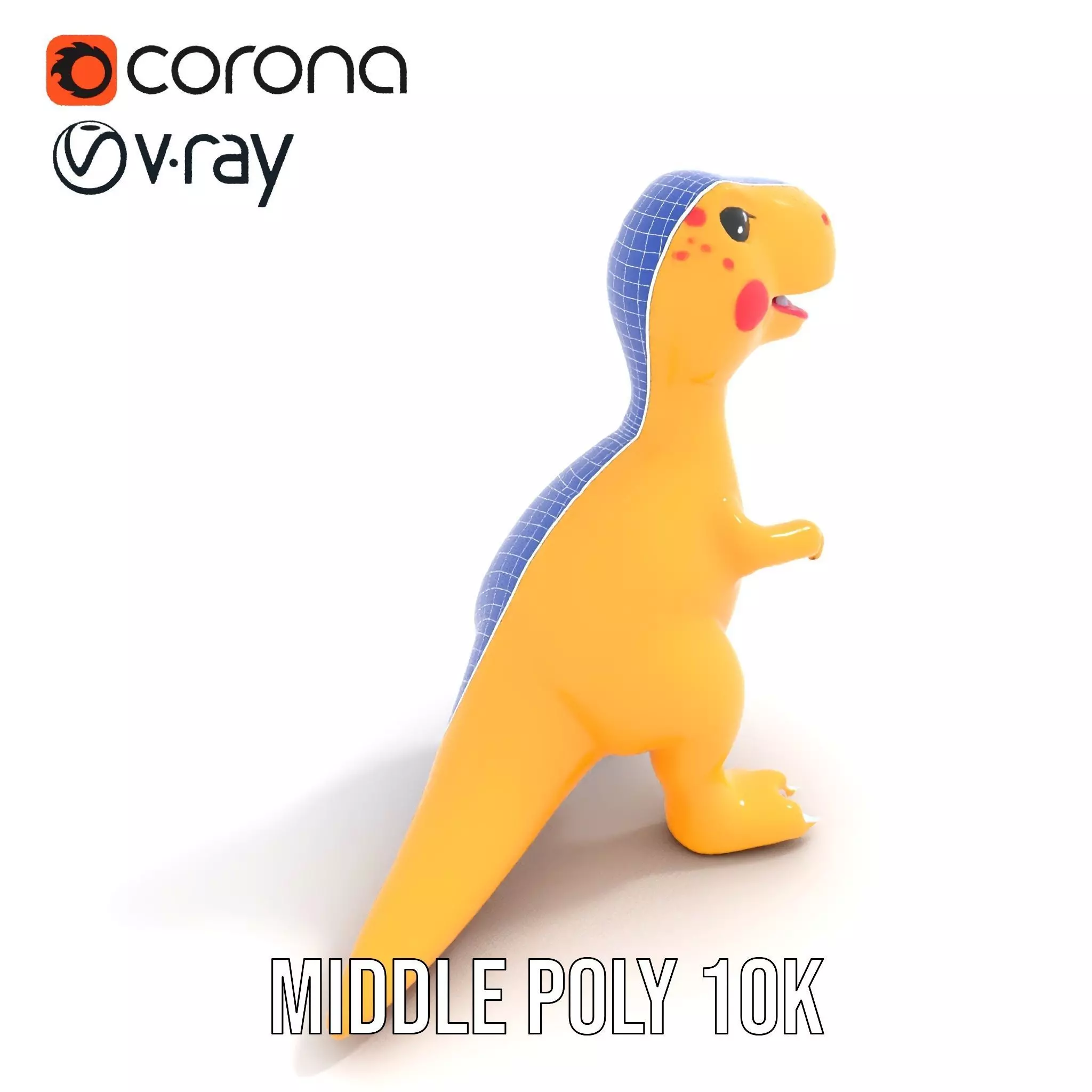 Yellow Dinosaur Toy model pack Low-poly 3D model_14