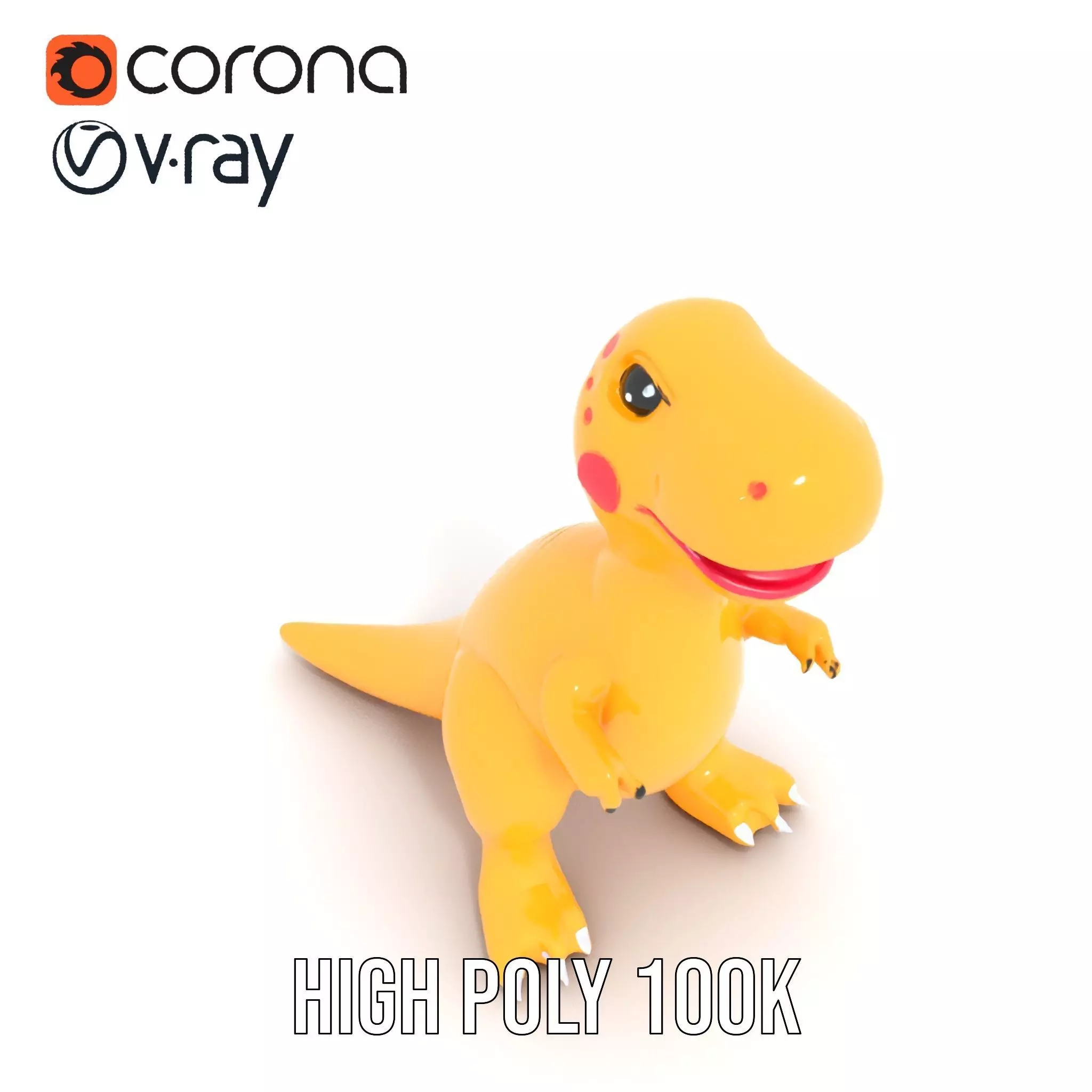 Yellow Dinosaur Toy model pack Low-poly 3D model_26