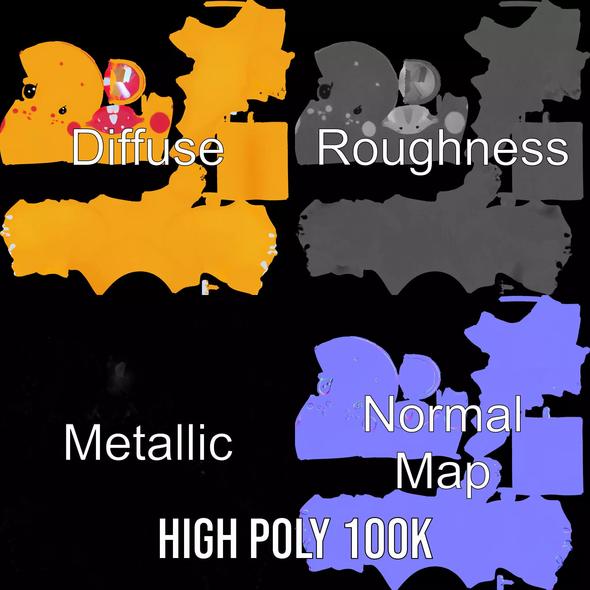 Yellow Dinosaur Toy model pack Low-poly 3D model_3