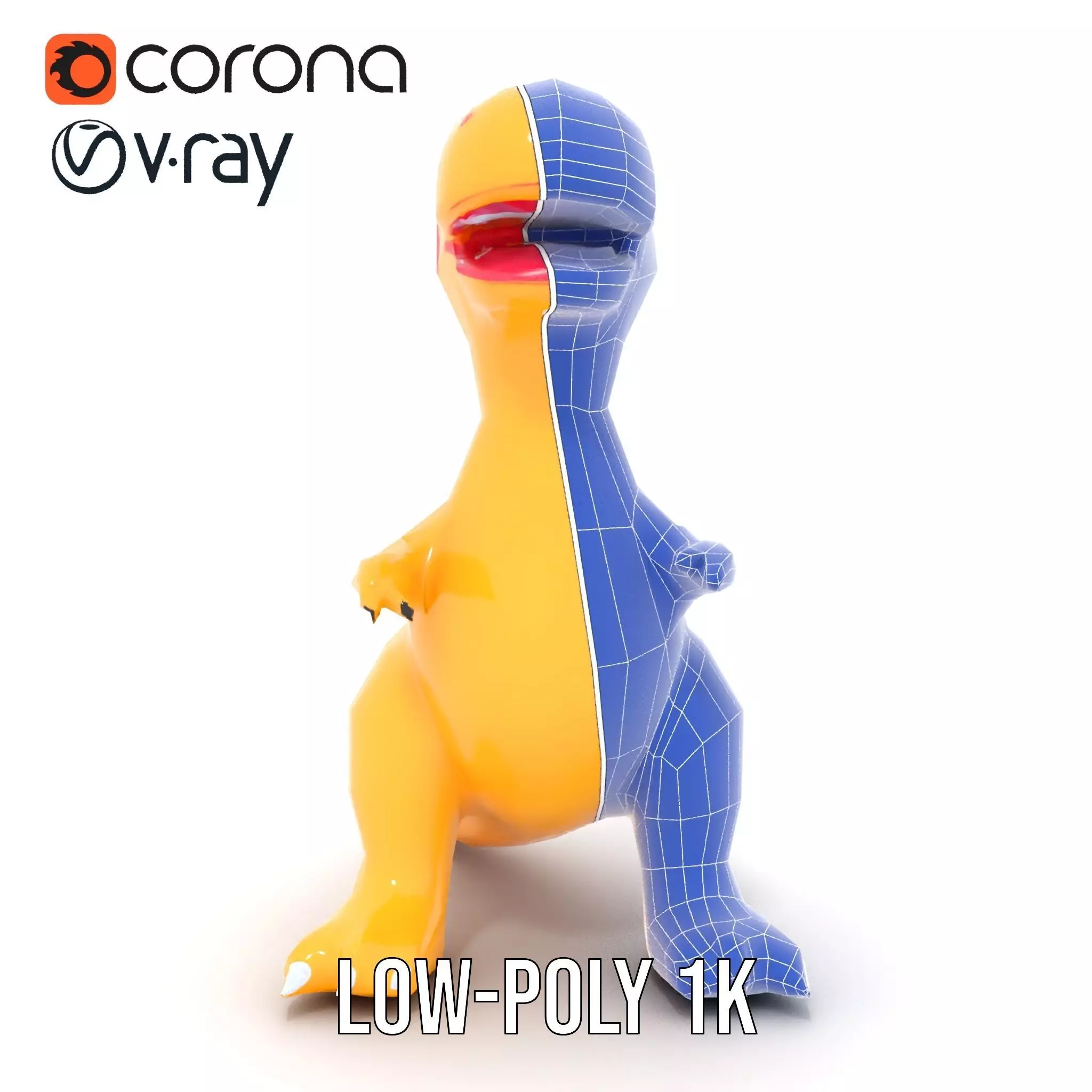 Yellow Dinosaur Toy model pack Low-poly 3D model_7