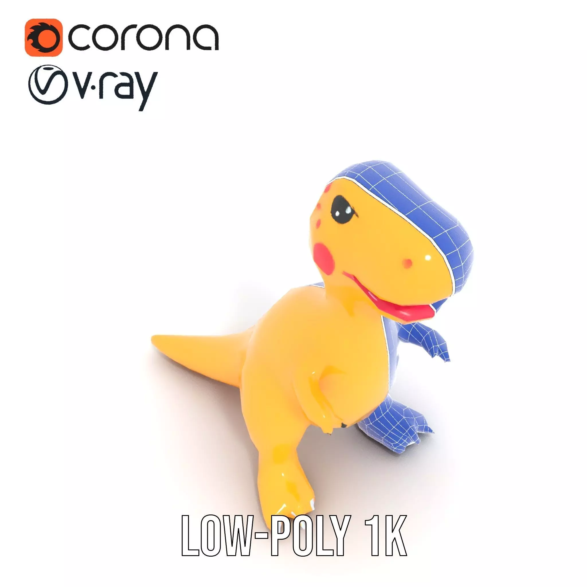 Yellow Dinosaur Toy model pack Low-poly 3D model_28