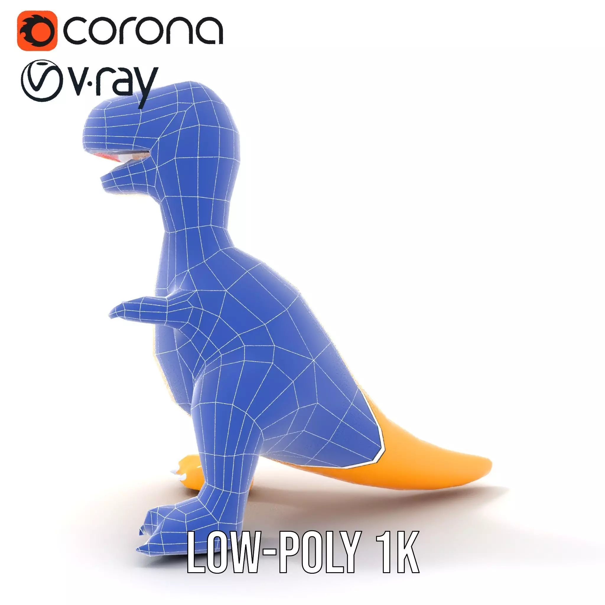 Yellow Dinosaur Toy model pack Low-poly 3D model_9