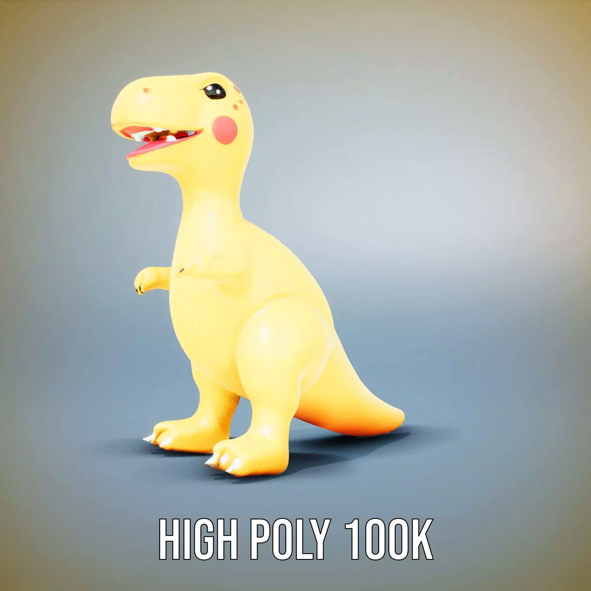 Yellow Dinosaur Toy model pack Low-poly 3D model_10