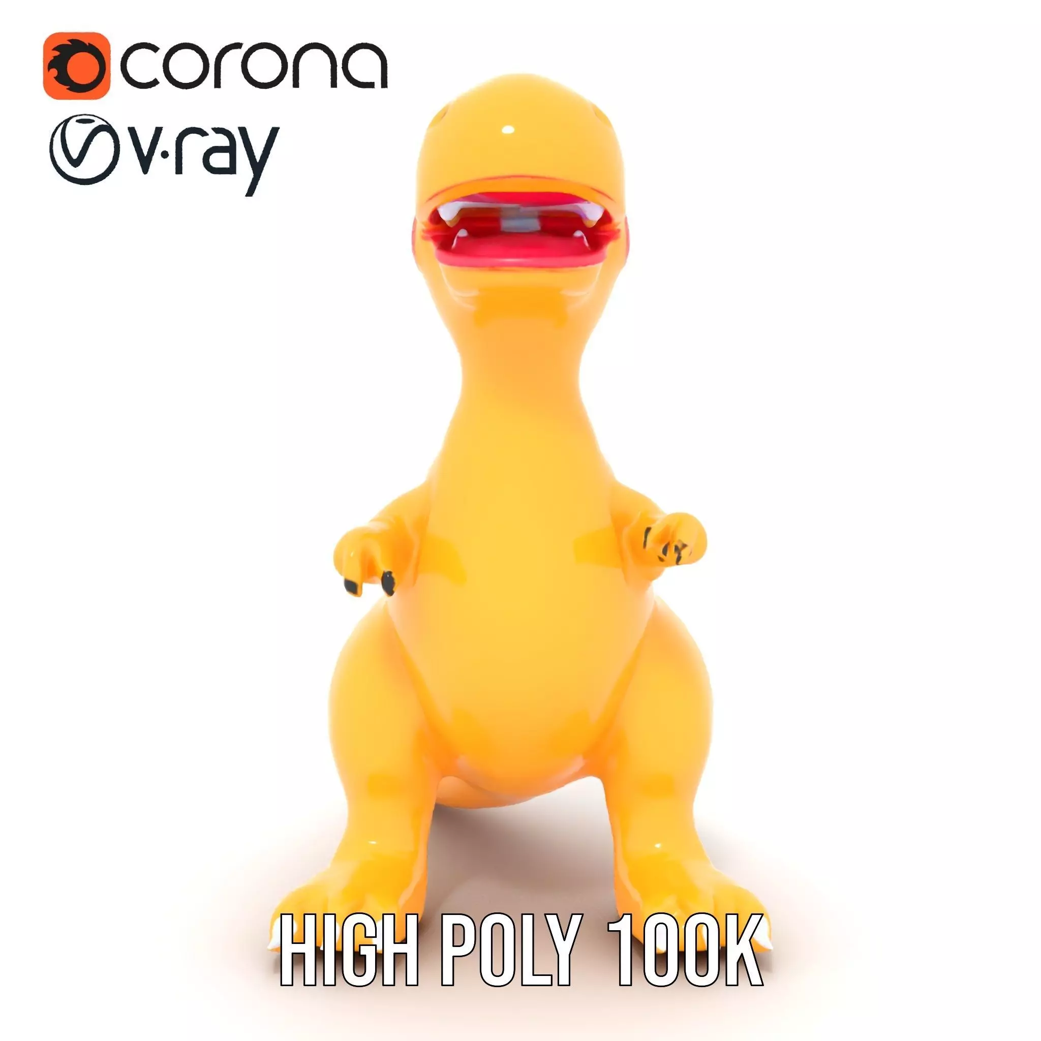 Yellow Dinosaur Toy model pack Low-poly 3D model_18