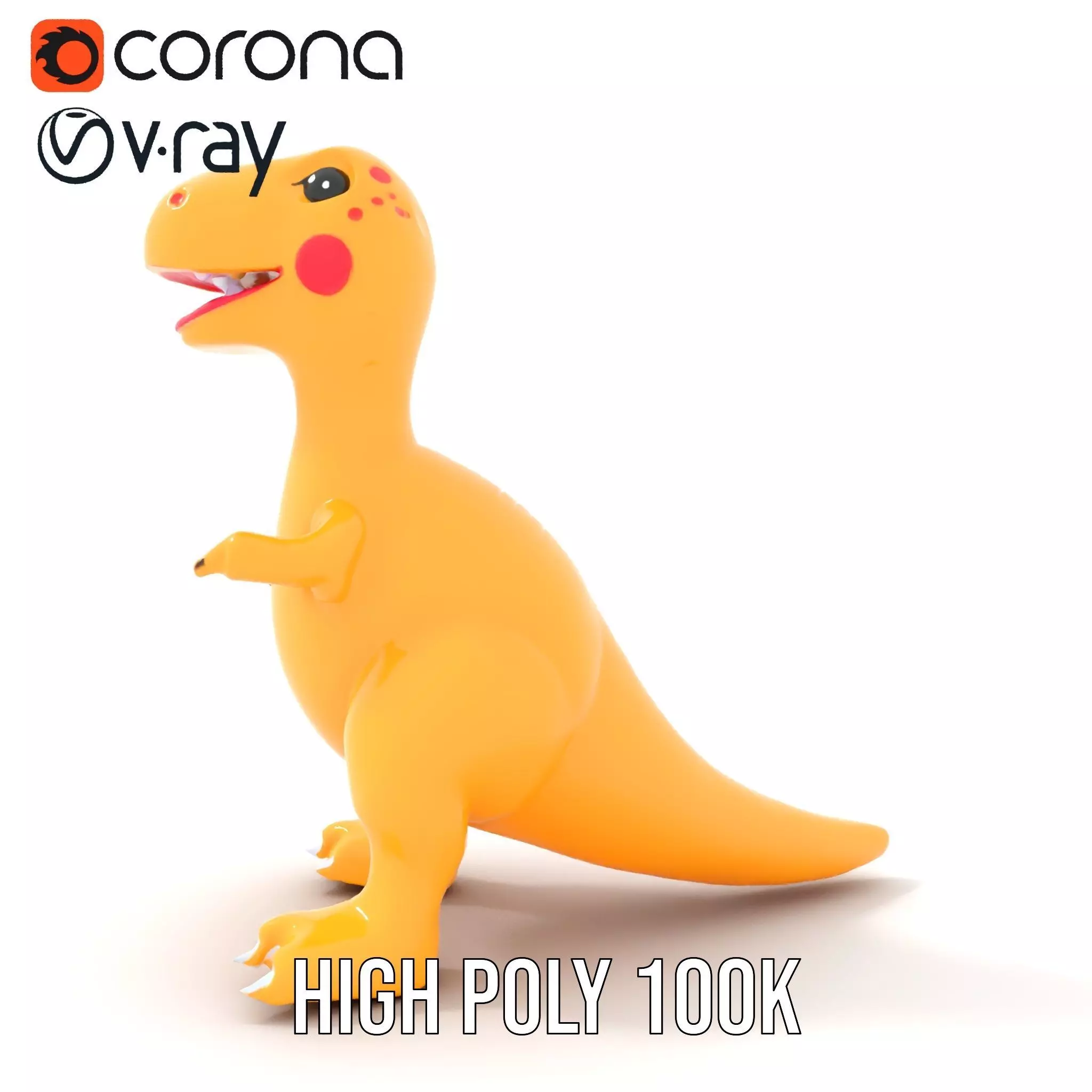 Yellow Dinosaur Toy model pack Low-poly 3D model_13