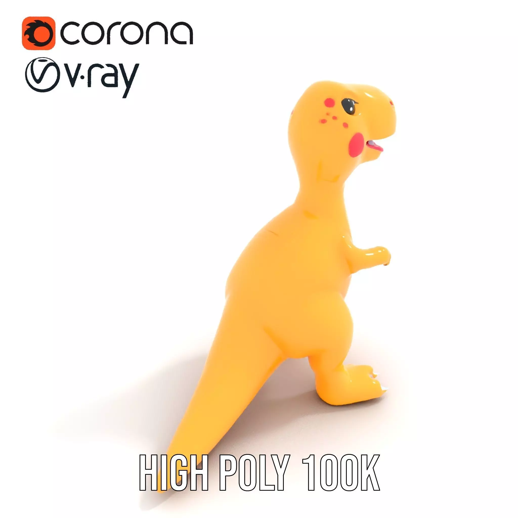 Yellow Dinosaur Toy model pack Low-poly 3D model_21
