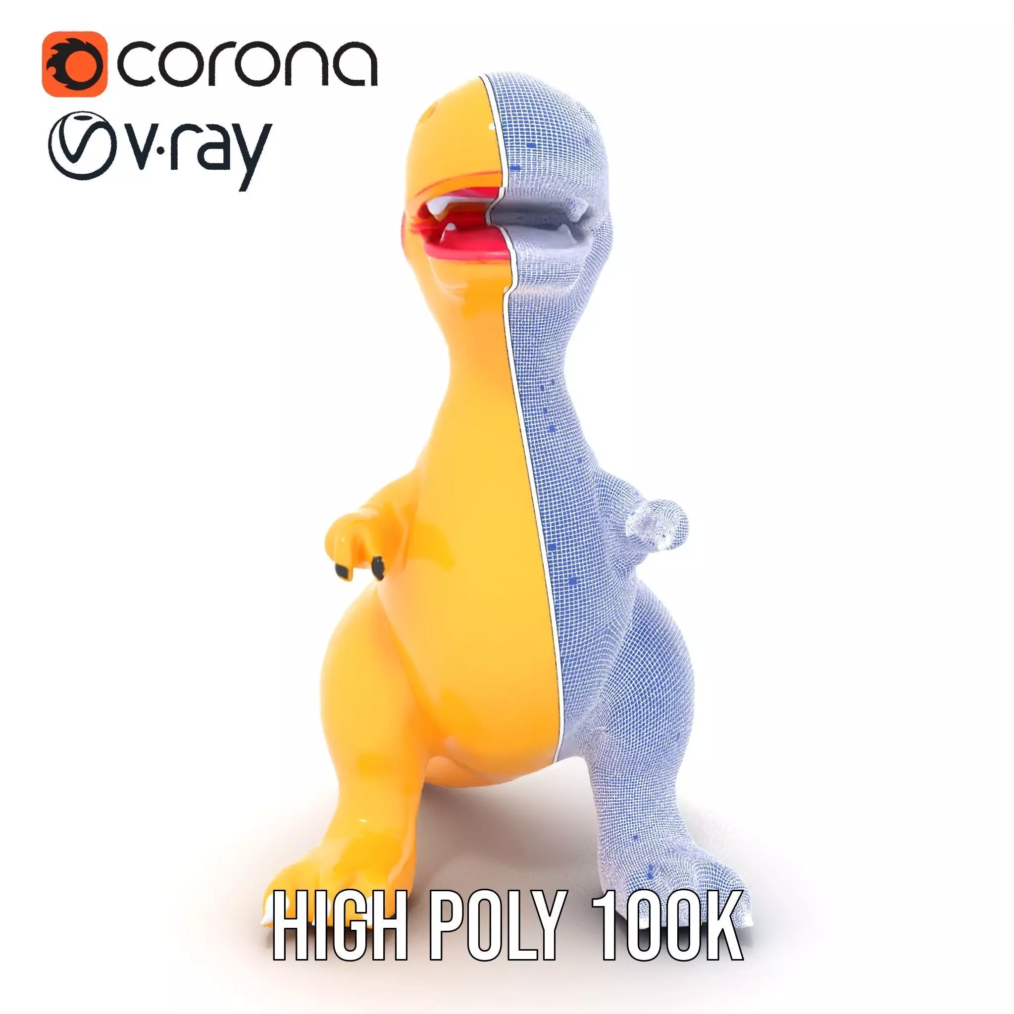 Yellow Dinosaur Toy model pack Low-poly 3D model_32