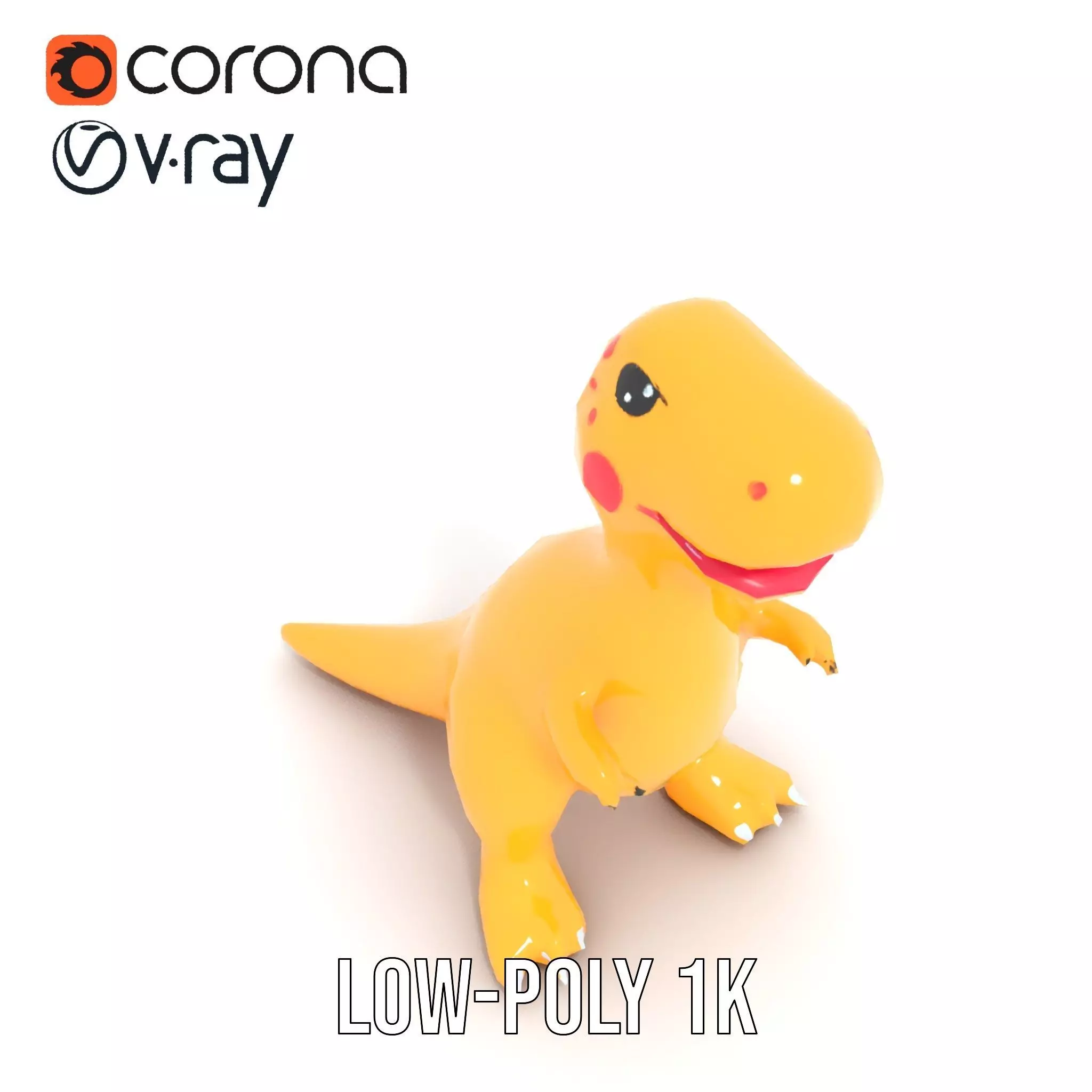 Yellow Dinosaur Toy model pack Low-poly 3D model_17