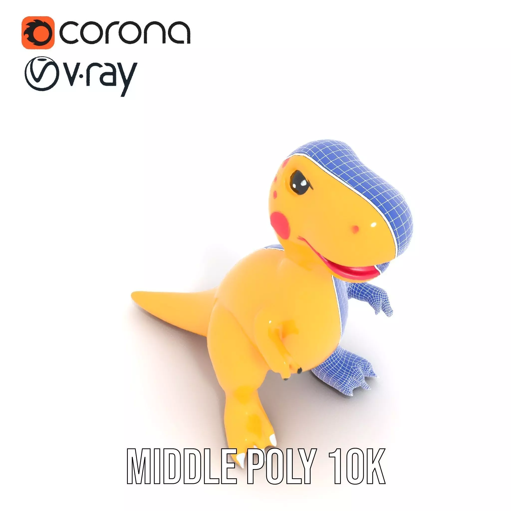 Yellow Dinosaur Toy model pack Low-poly 3D model_27