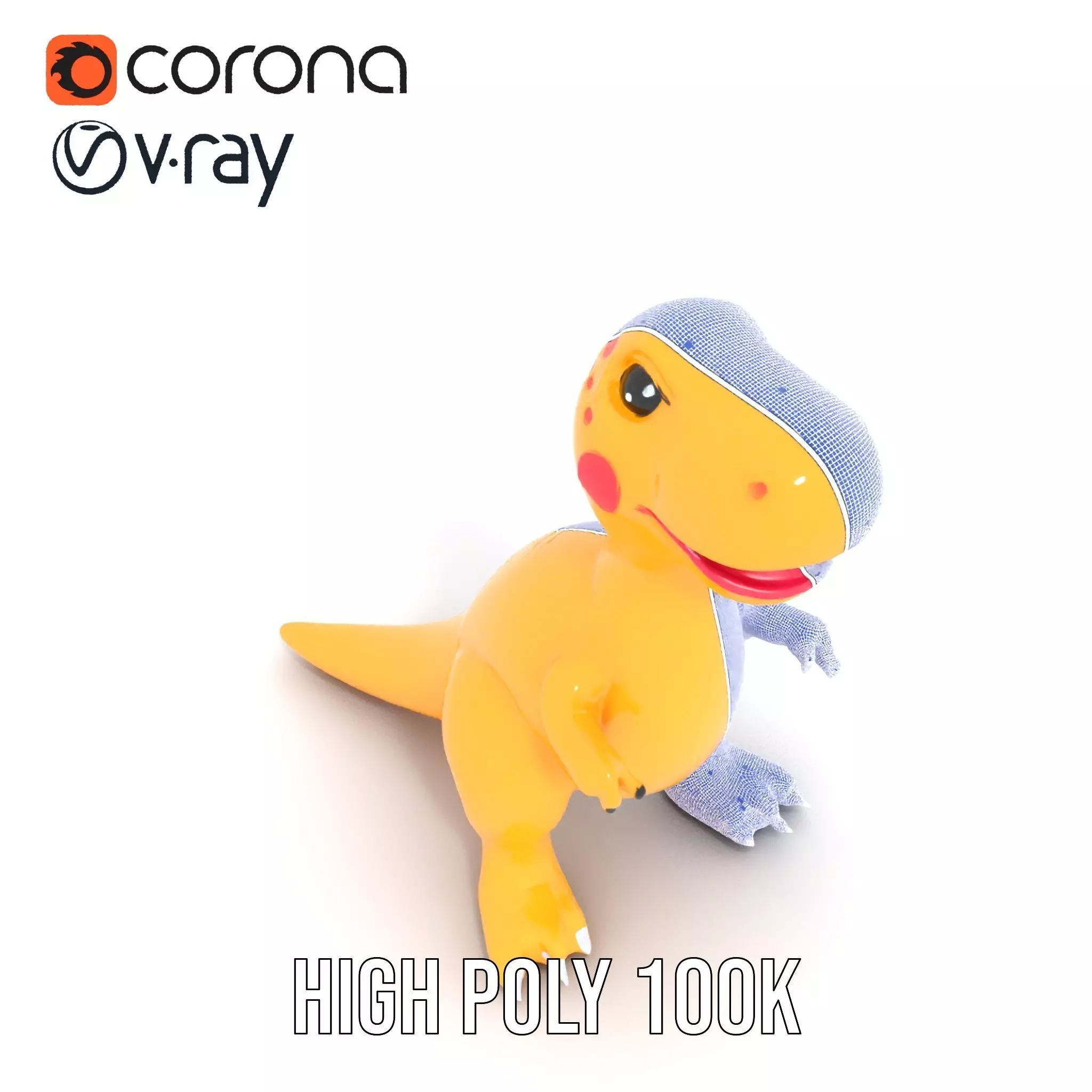 Yellow Dinosaur Toy model pack Low-poly 3D model_29