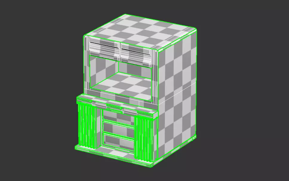 wooden TV case Low-poly 3D model_3