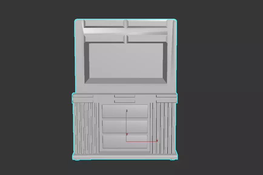 wooden TV case Low-poly 3D model_5