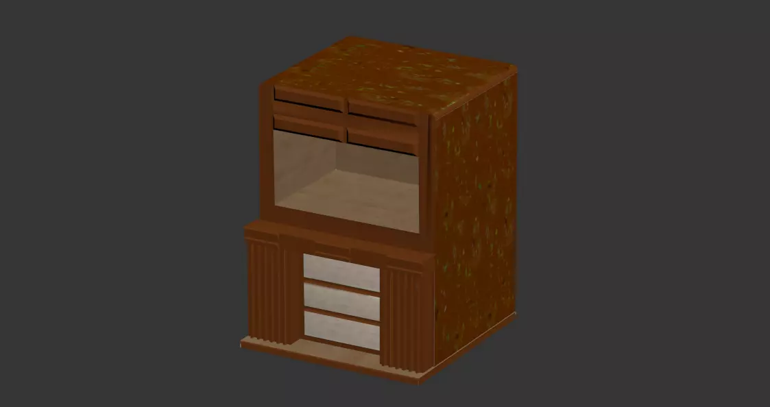 wooden TV case Low-poly 3D model_0