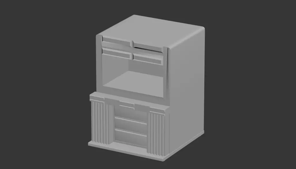 wooden TV case Low-poly 3D model_2