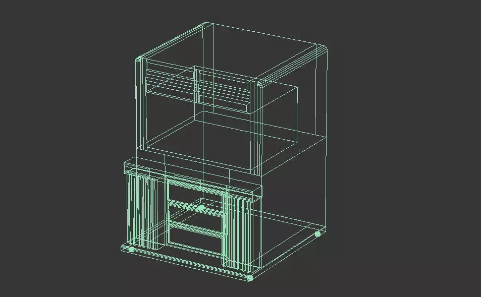 wooden TV case Low-poly 3D model_4