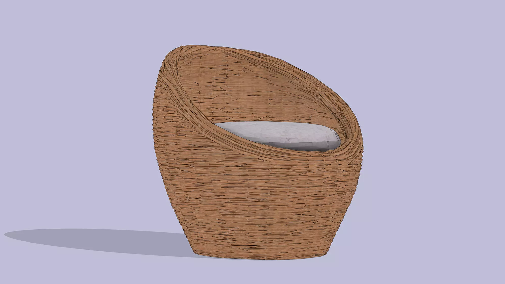 Wicker chair Low-poly 3D model_6