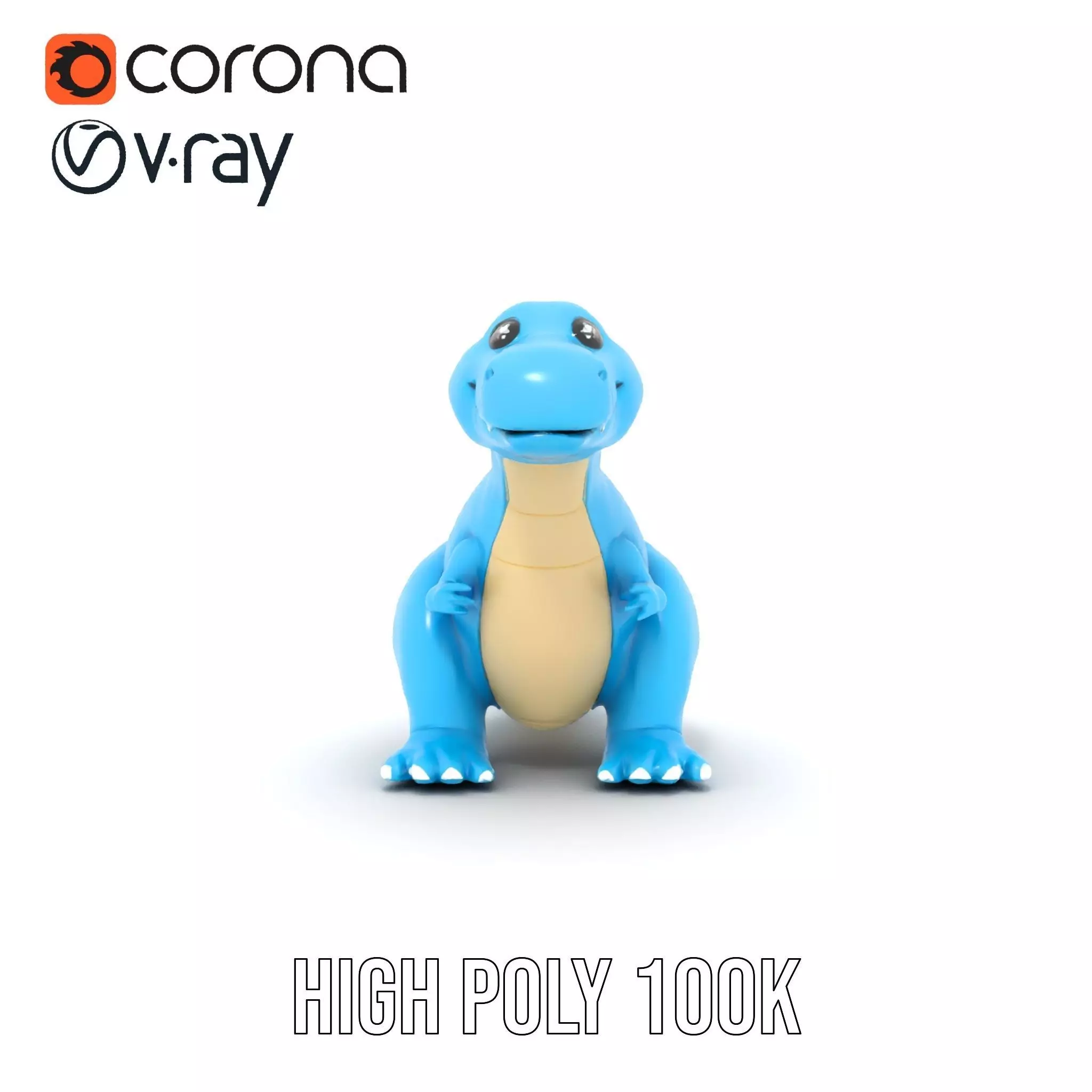 Playful Blue Dinosaur model pack Low-poly 3D model_25