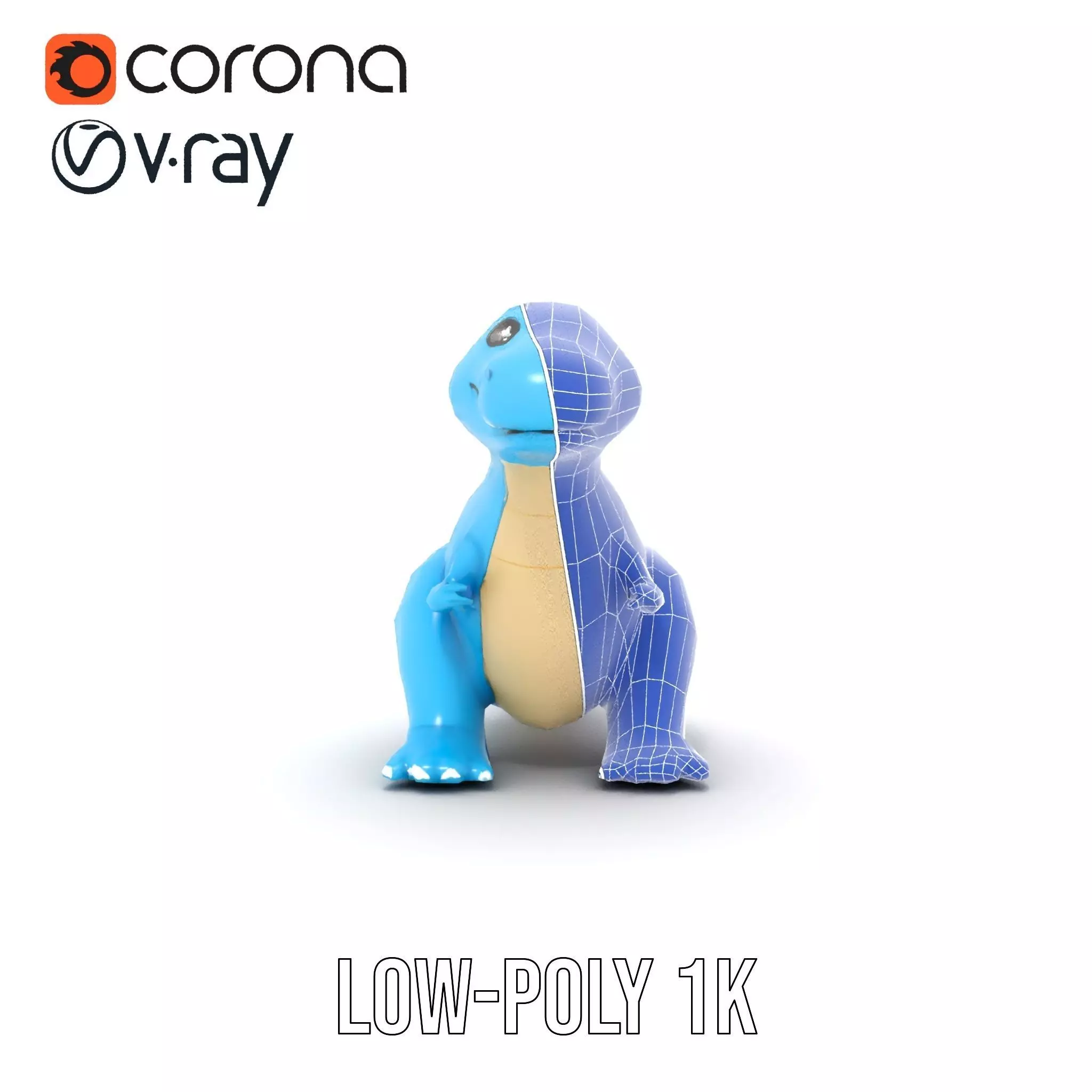 Playful Blue Dinosaur model pack Low-poly 3D model_9