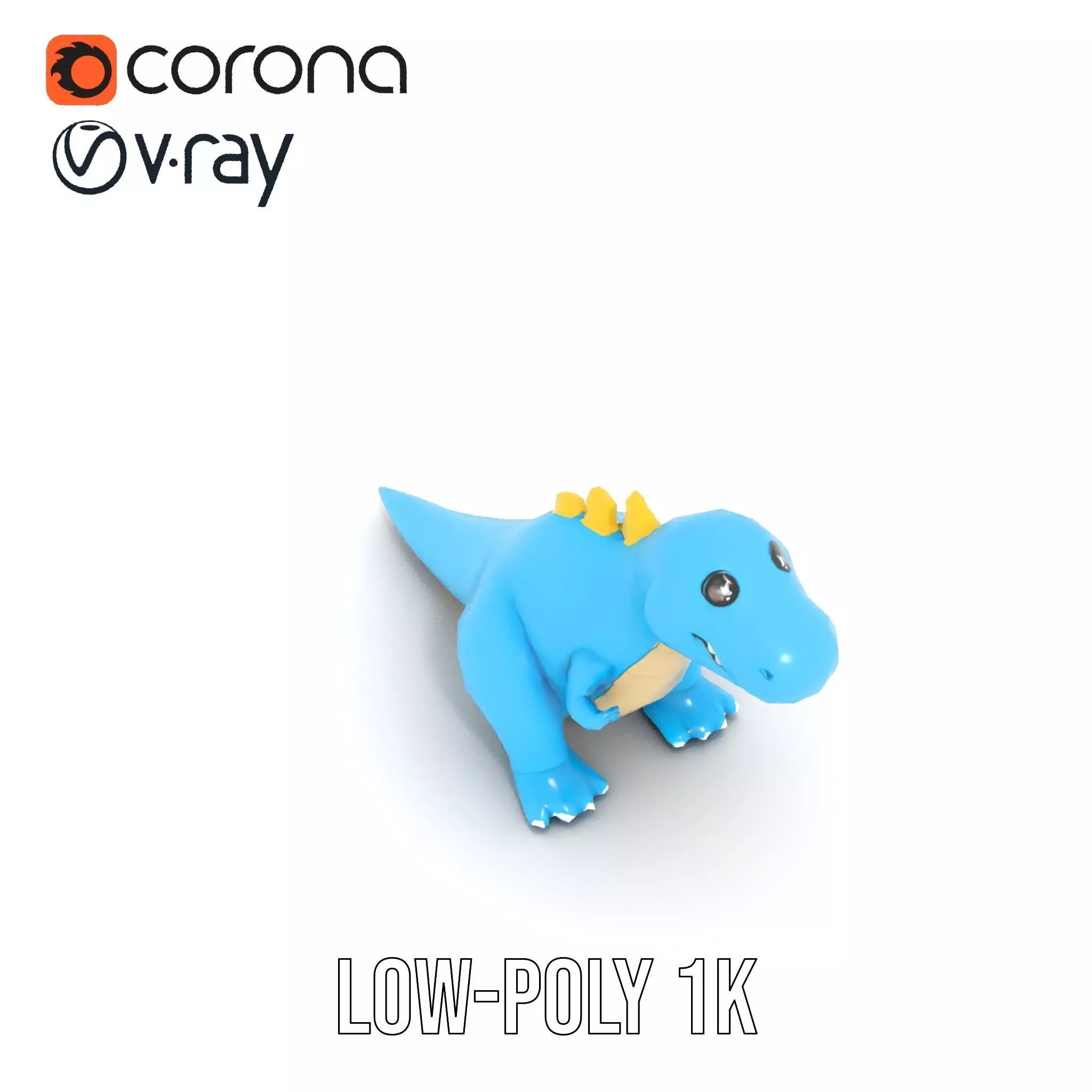 Playful Blue Dinosaur model pack Low-poly 3D model_24