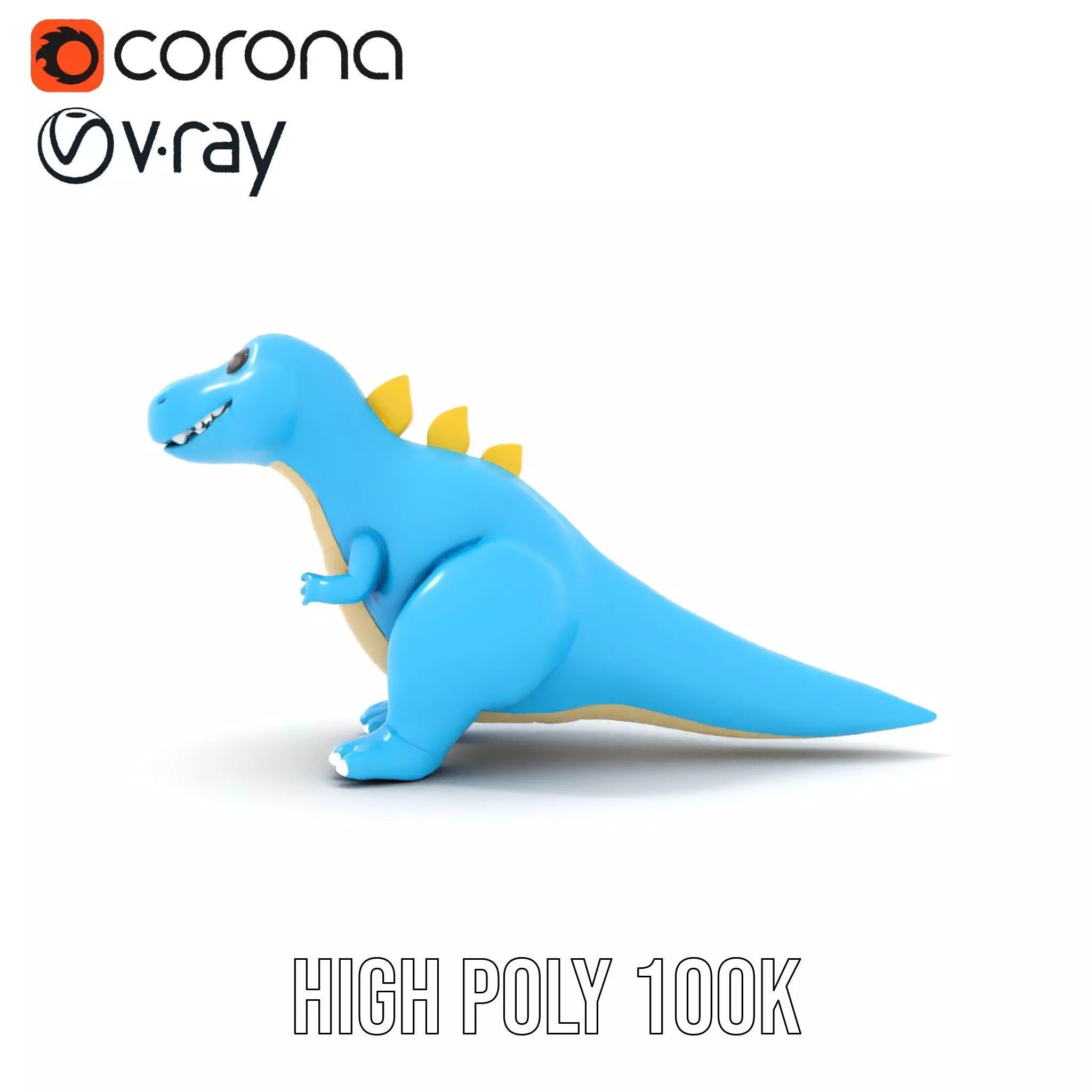 Playful Blue Dinosaur model pack Low-poly 3D model_17