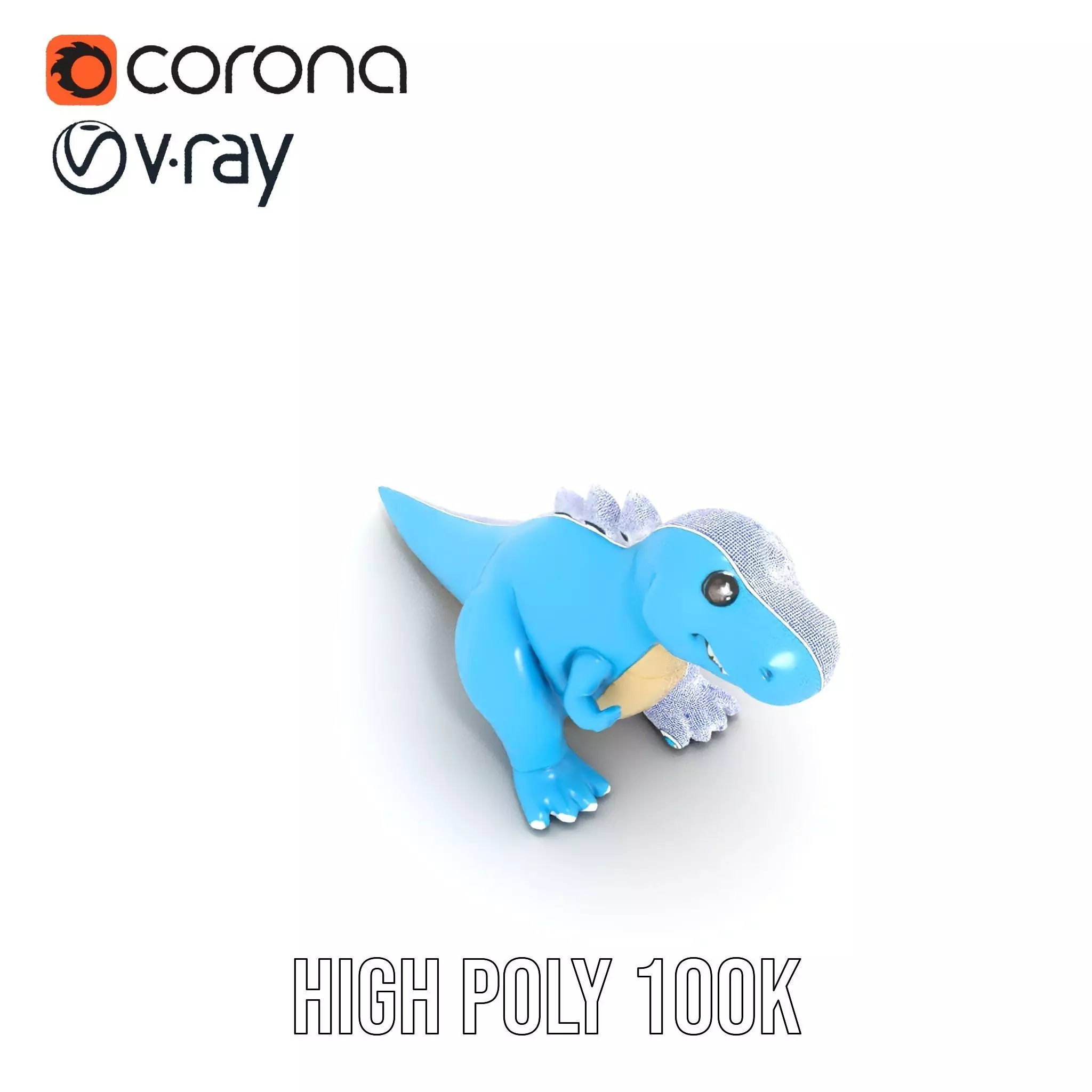 Playful Blue Dinosaur model pack Low-poly 3D model_31
