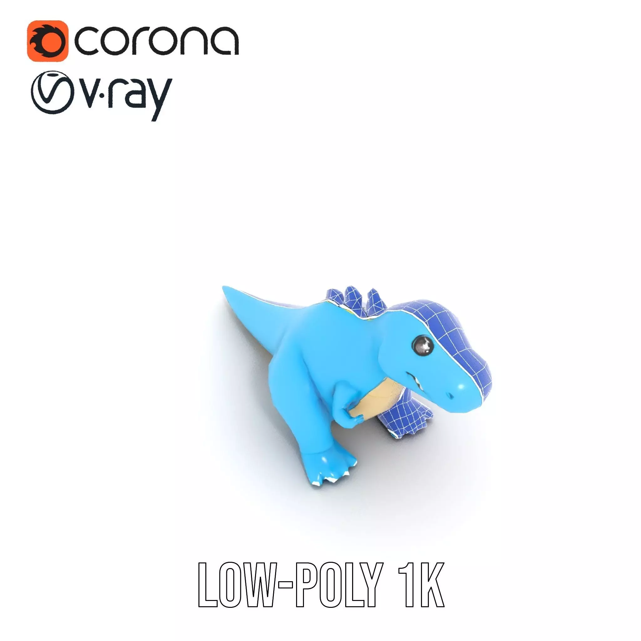 Playful Blue Dinosaur model pack Low-poly 3D model_12