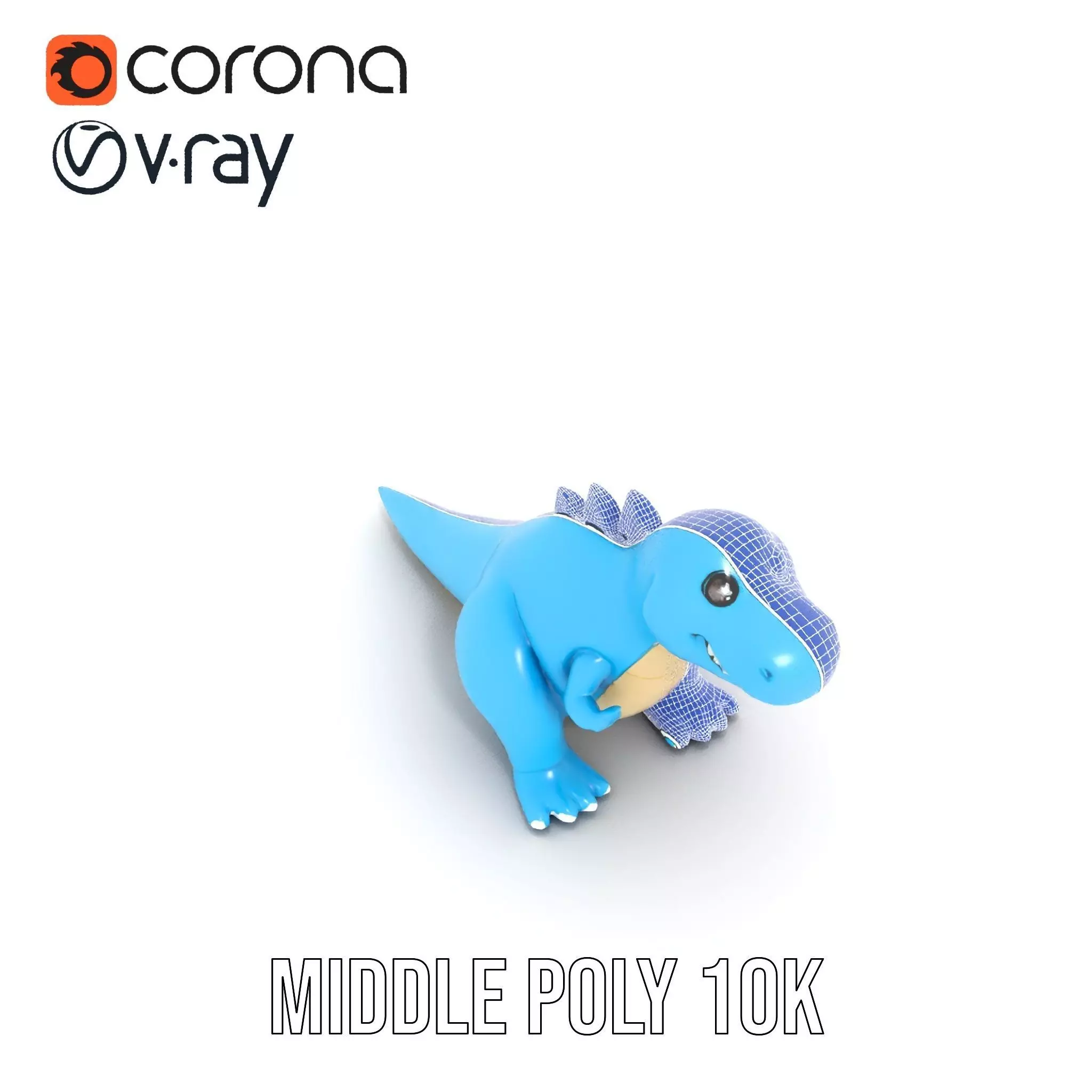 Playful Blue Dinosaur model pack Low-poly 3D model_26