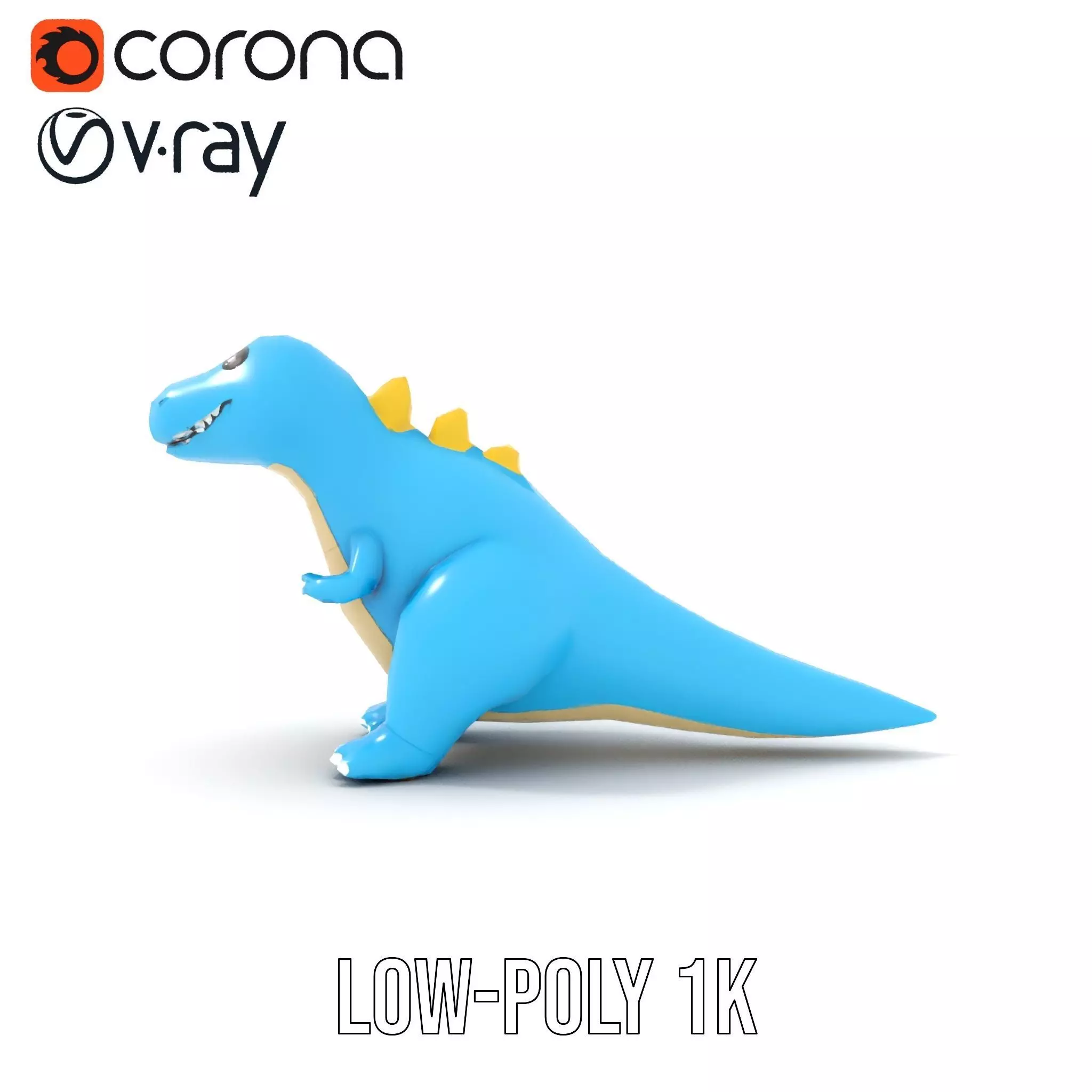 Playful Blue Dinosaur model pack Low-poly 3D model_16