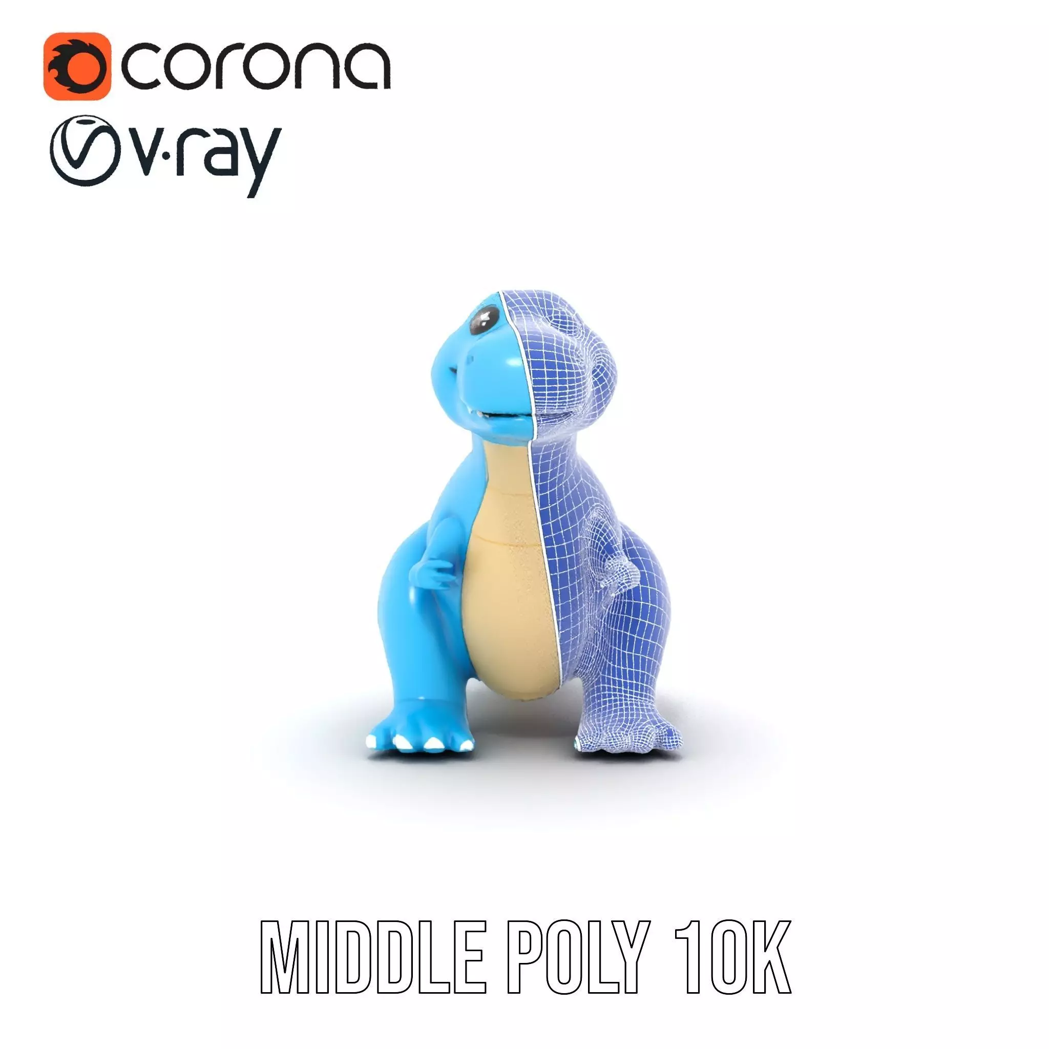 Playful Blue Dinosaur model pack Low-poly 3D model_13