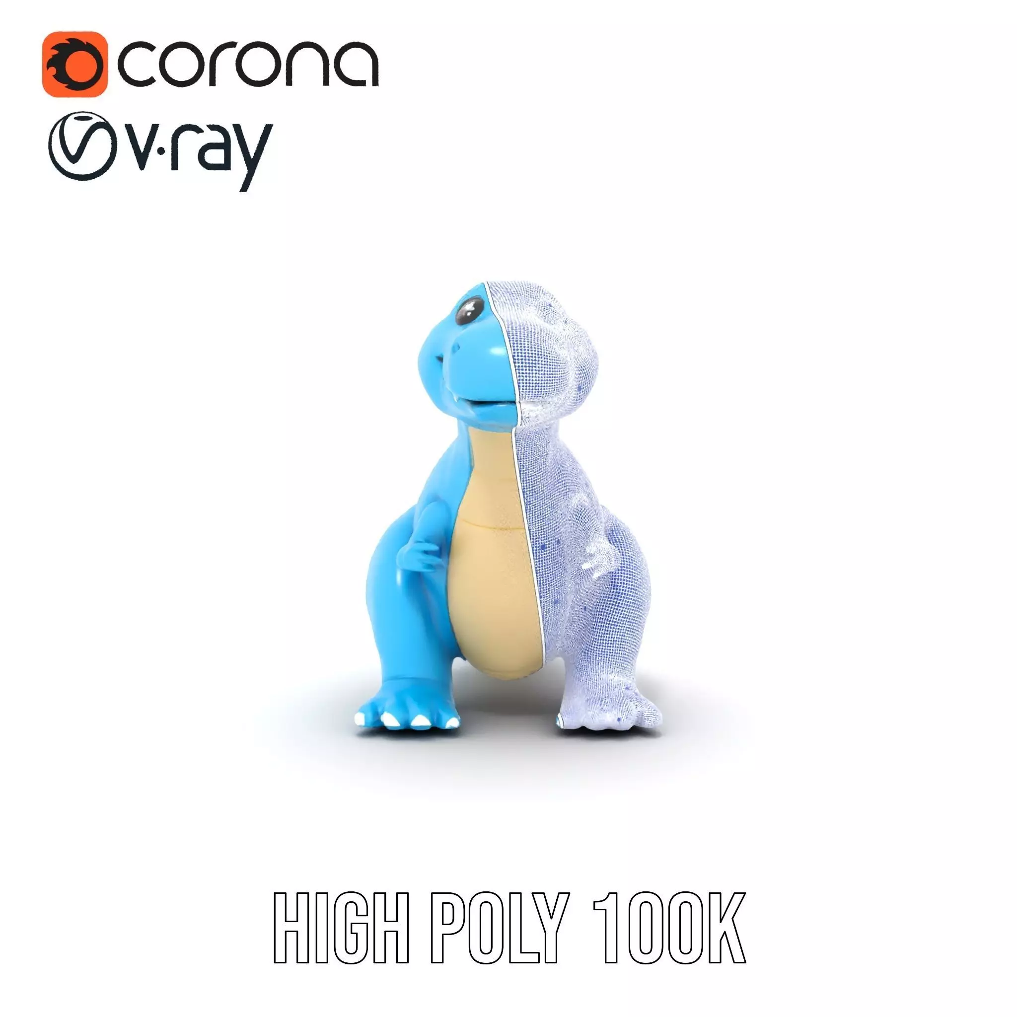 Playful Blue Dinosaur model pack Low-poly 3D model_32