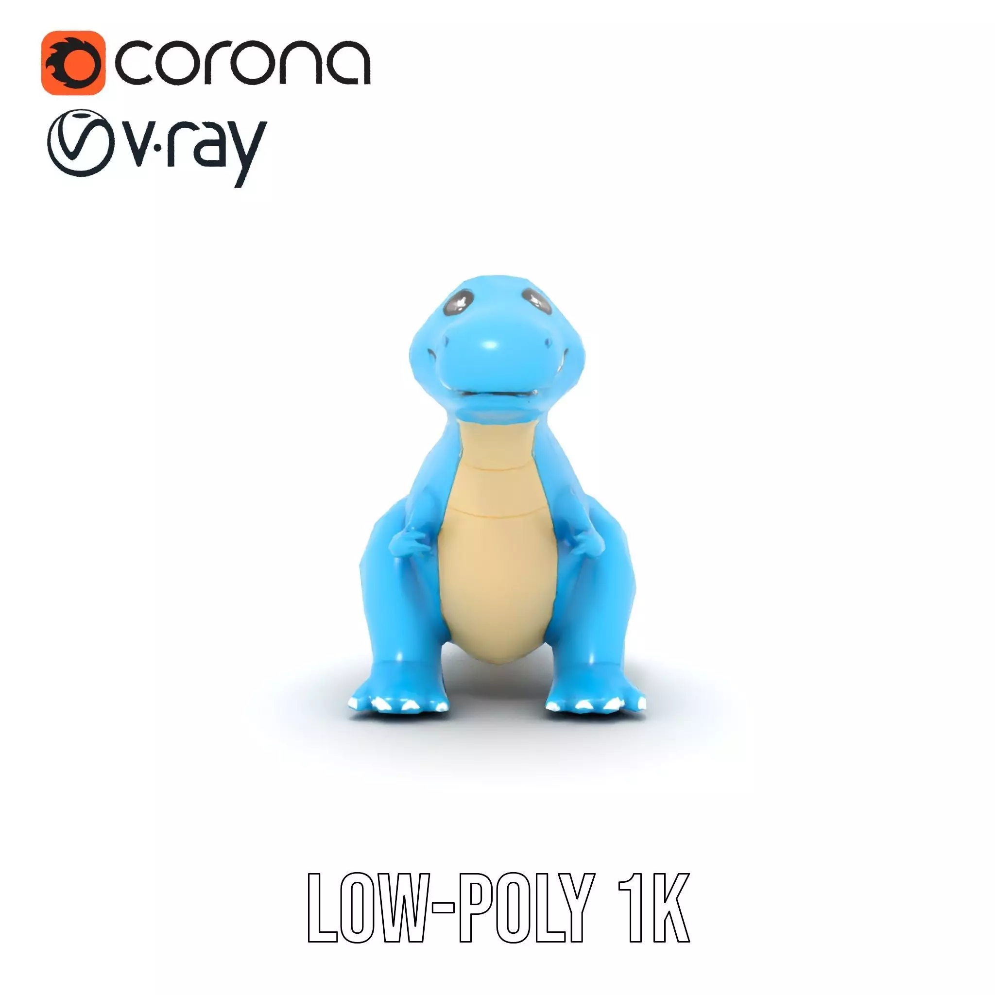 Playful Blue Dinosaur model pack Low-poly 3D model_19