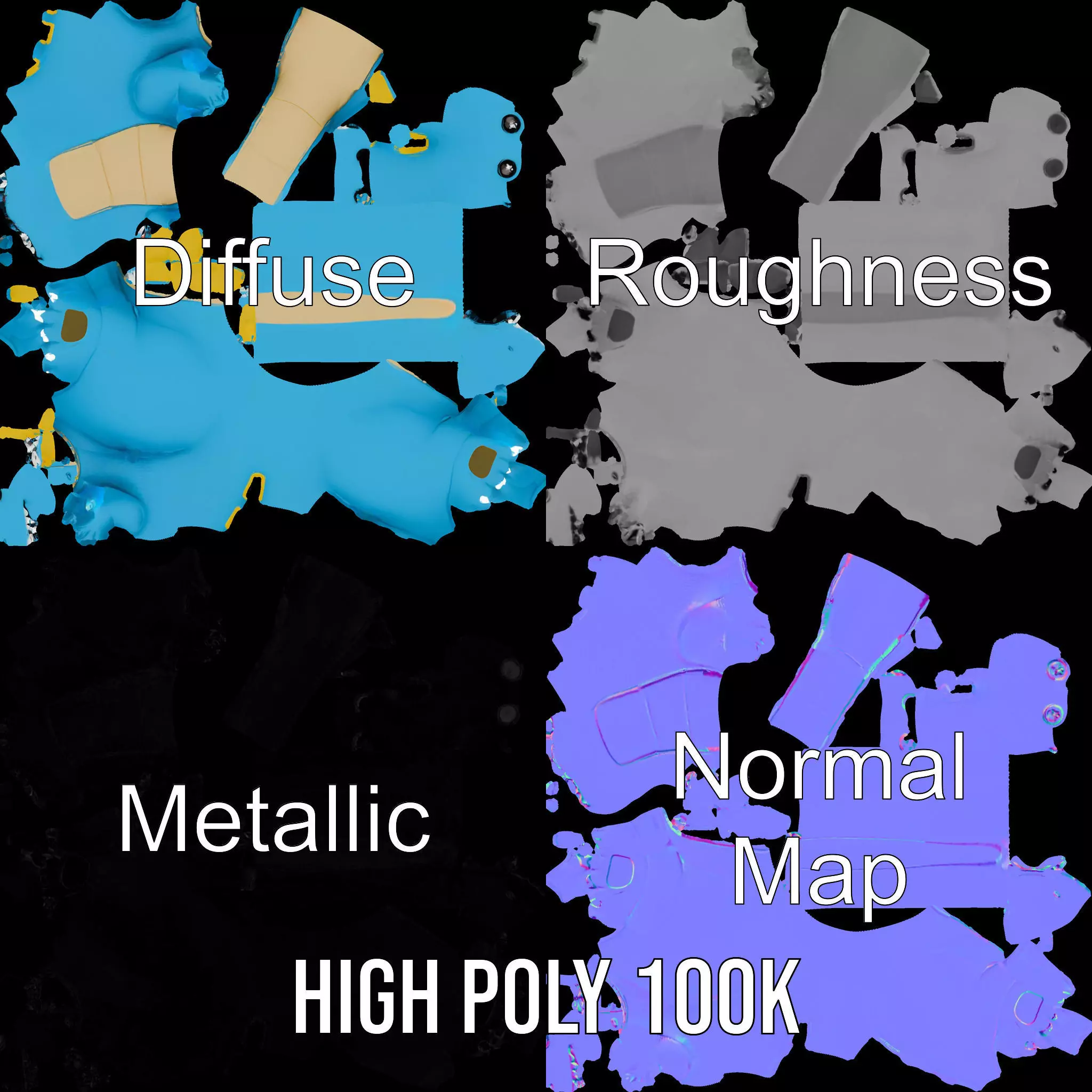 Playful Blue Dinosaur model pack Low-poly 3D model_3