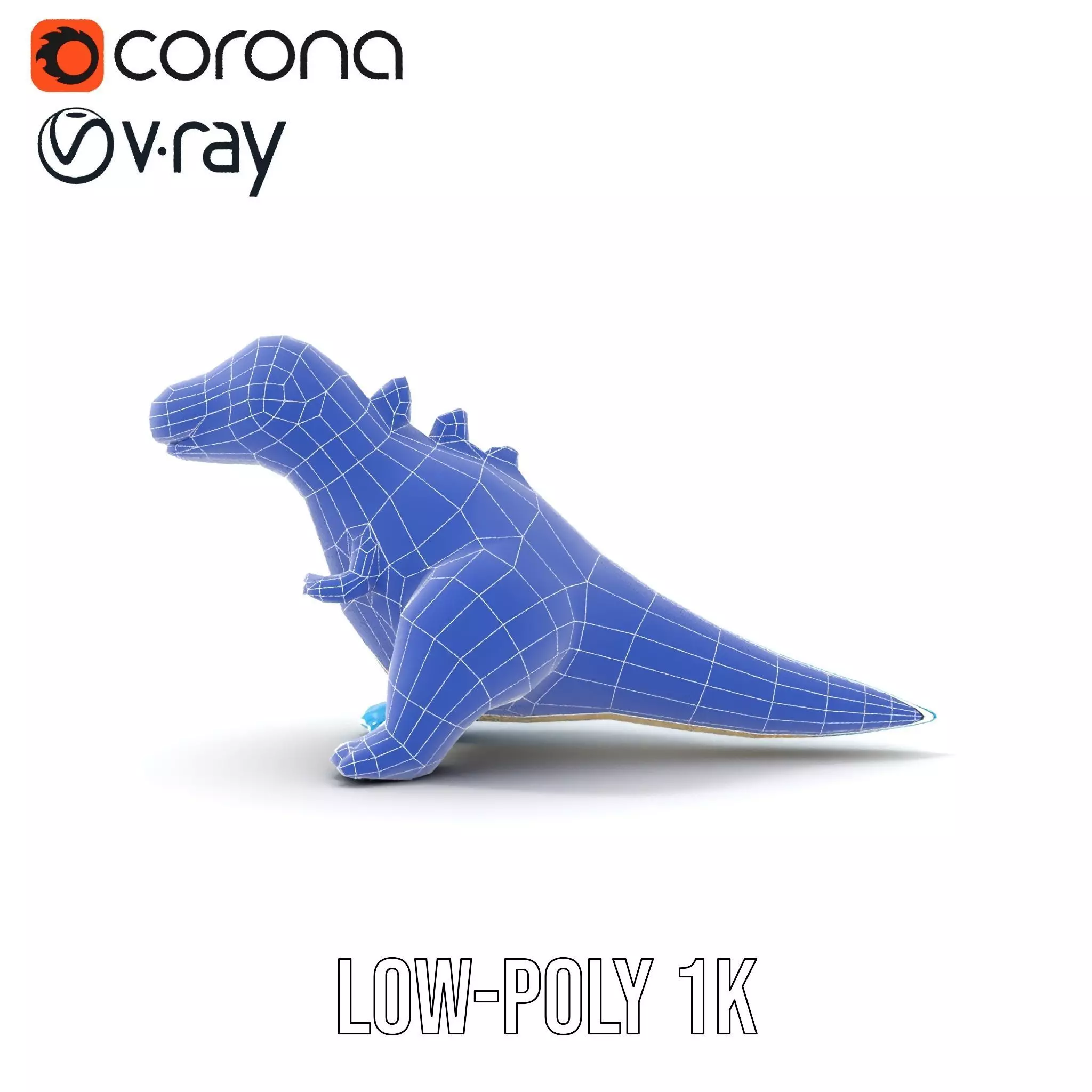 Playful Blue Dinosaur model pack Low-poly 3D model_27