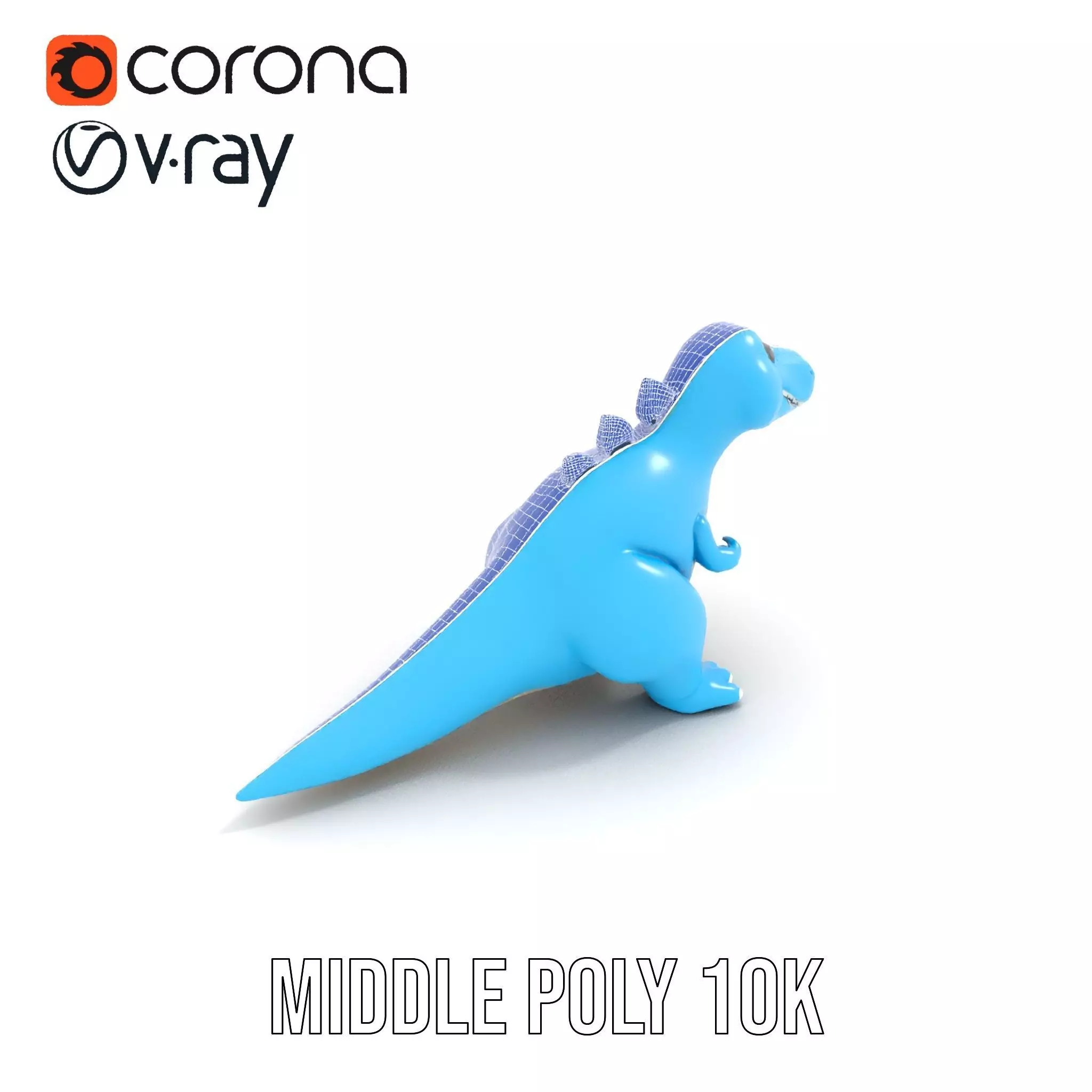 Playful Blue Dinosaur model pack Low-poly 3D model_5