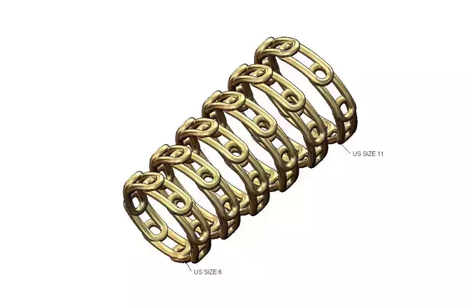 Paperclip overlapping chain link eternity band US sizes 6to11