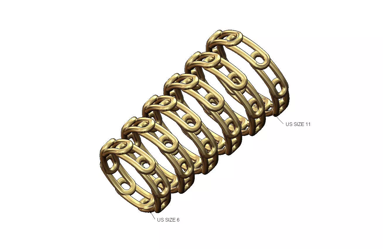 Paperclip overlapping chain link eternity band US sizes 6to11 3D print model