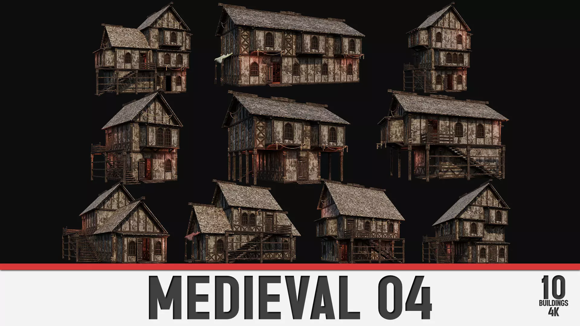 MEDIEVAL 04 with INTERIORS 4K TEXTURES Low-poly 3D model_0