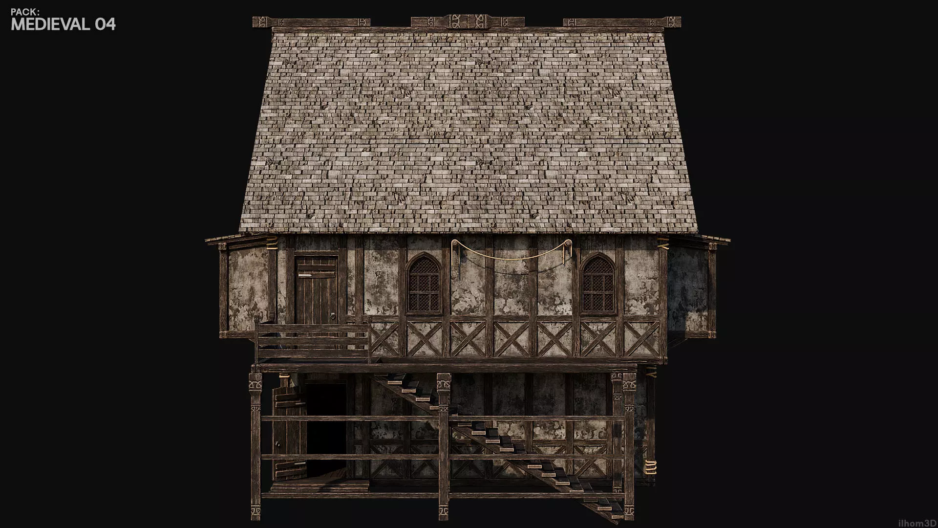 MEDIEVAL 04 with INTERIORS 4K TEXTURES Low-poly 3D model_20