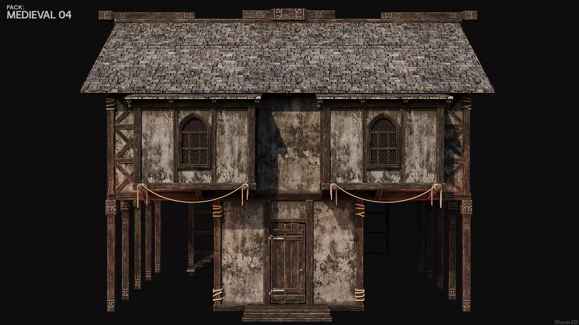 MEDIEVAL 04 with INTERIORS 4K TEXTURES Low-poly 3D model_16