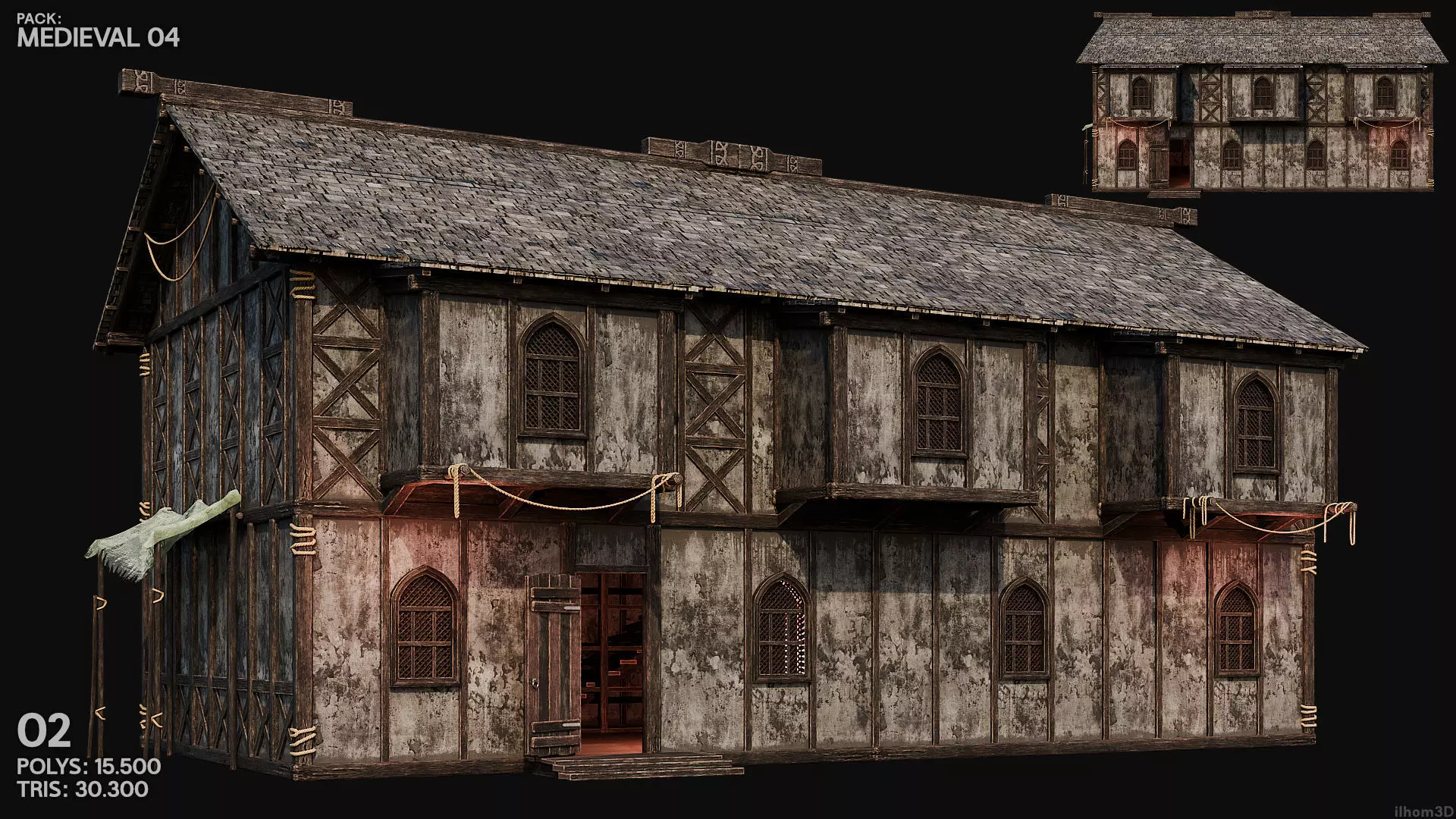 MEDIEVAL 04 with INTERIORS 4K TEXTURES Low-poly 3D model_2