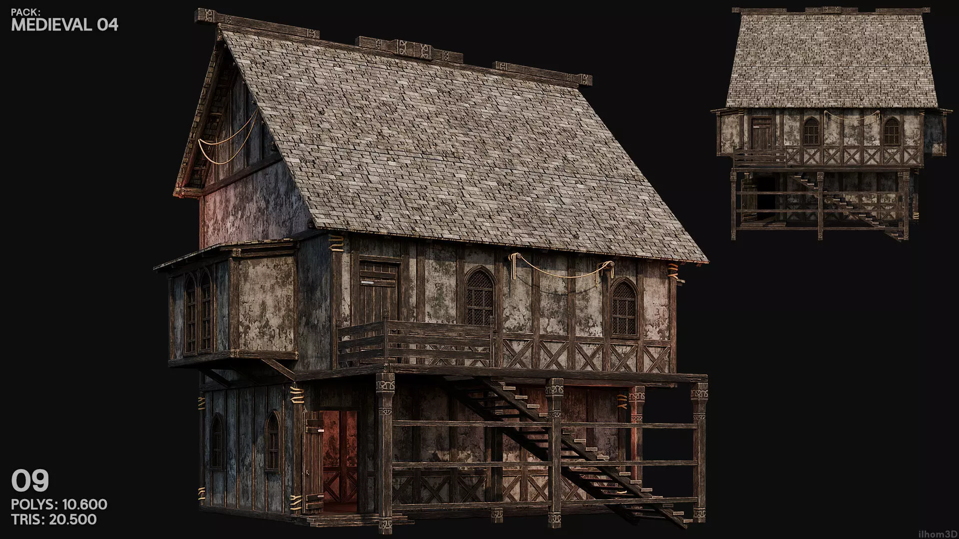 MEDIEVAL 04 with INTERIORS 4K TEXTURES Low-poly 3D model_9