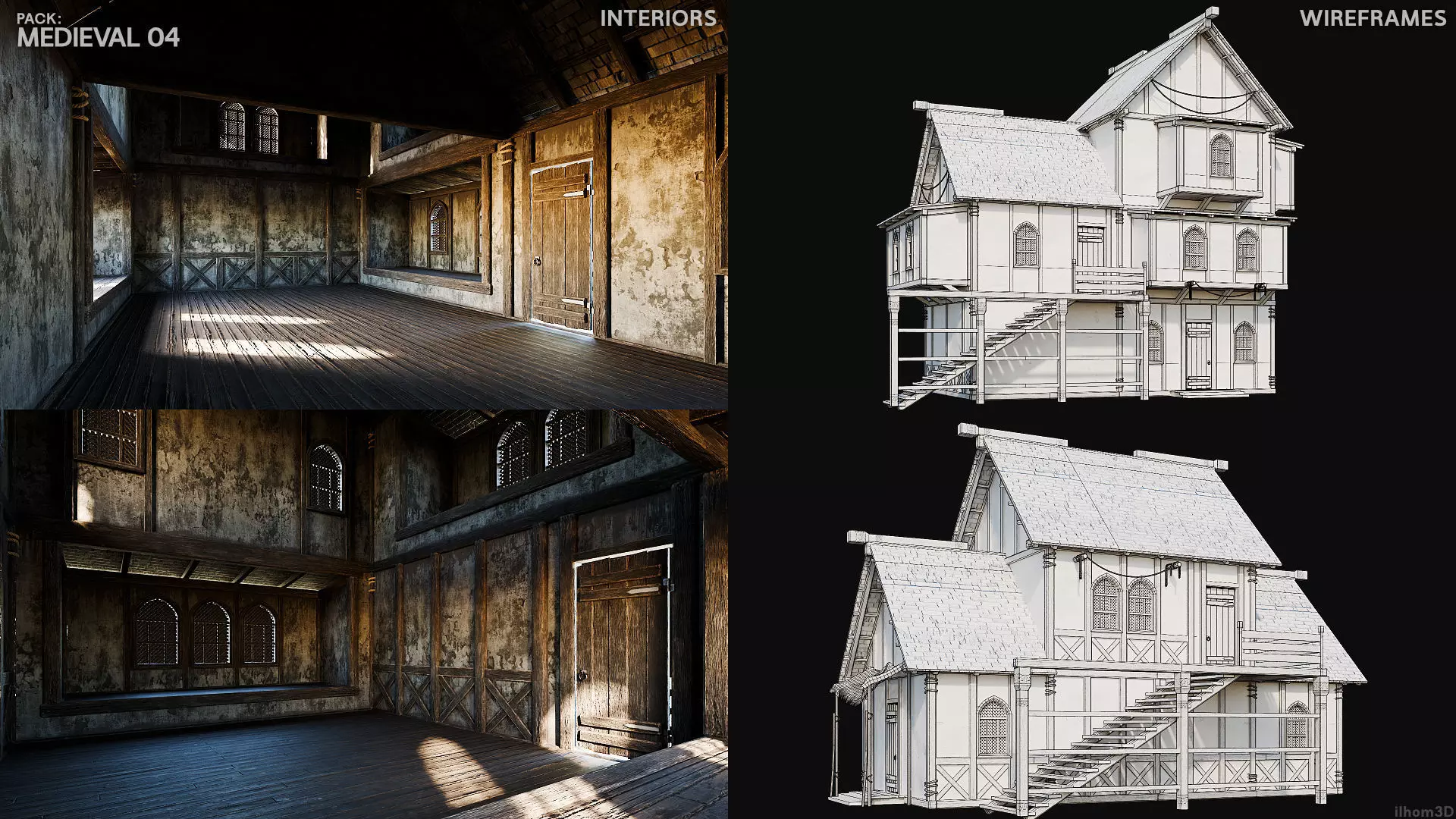 MEDIEVAL 04 with INTERIORS 4K TEXTURES Low-poly 3D model_11