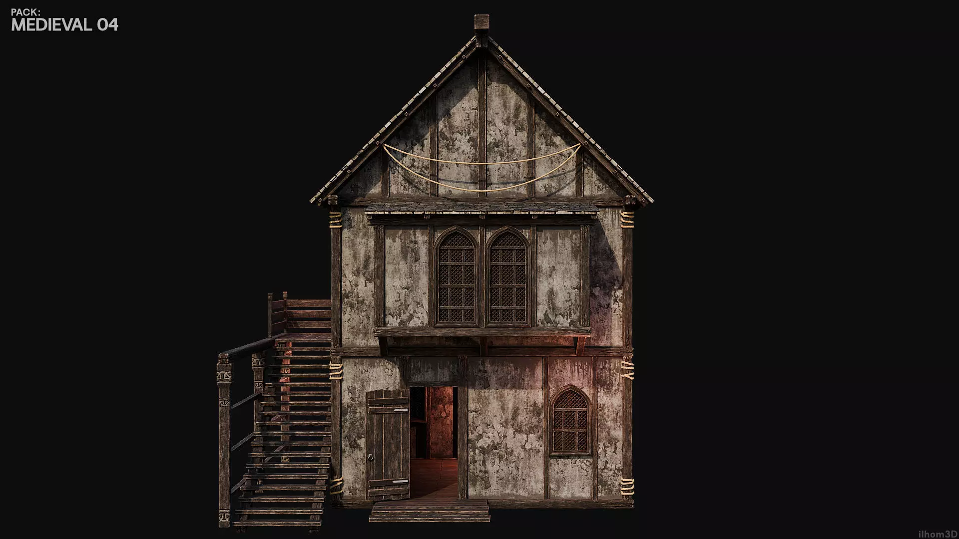 MEDIEVAL 04 with INTERIORS 4K TEXTURES Low-poly 3D model_15