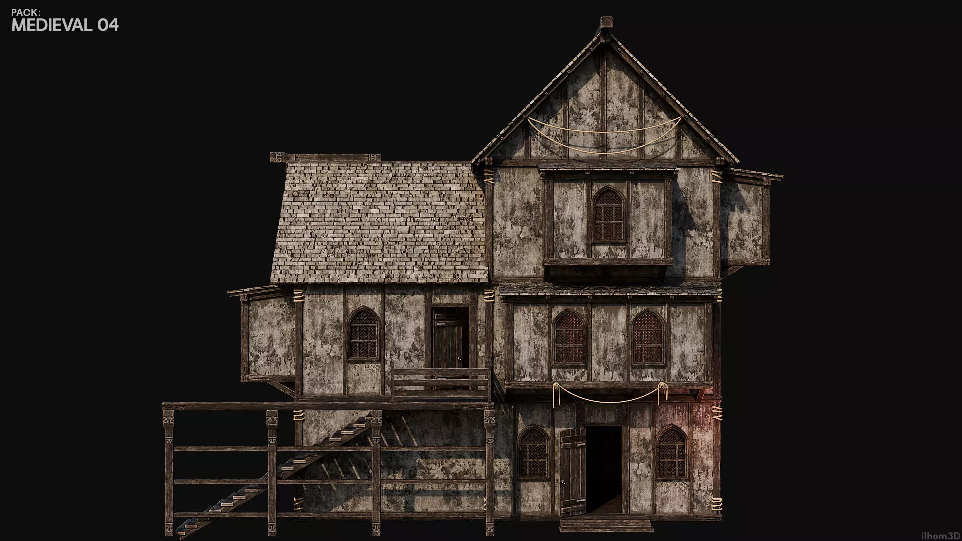 MEDIEVAL 04 with INTERIORS 4K TEXTURES Low-poly 3D model_12