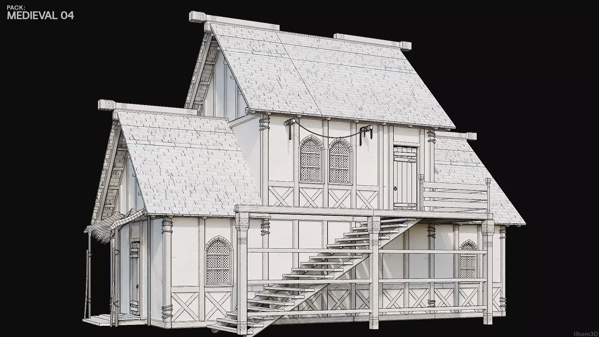 MEDIEVAL 04 with INTERIORS 4K TEXTURES Low-poly 3D model_25