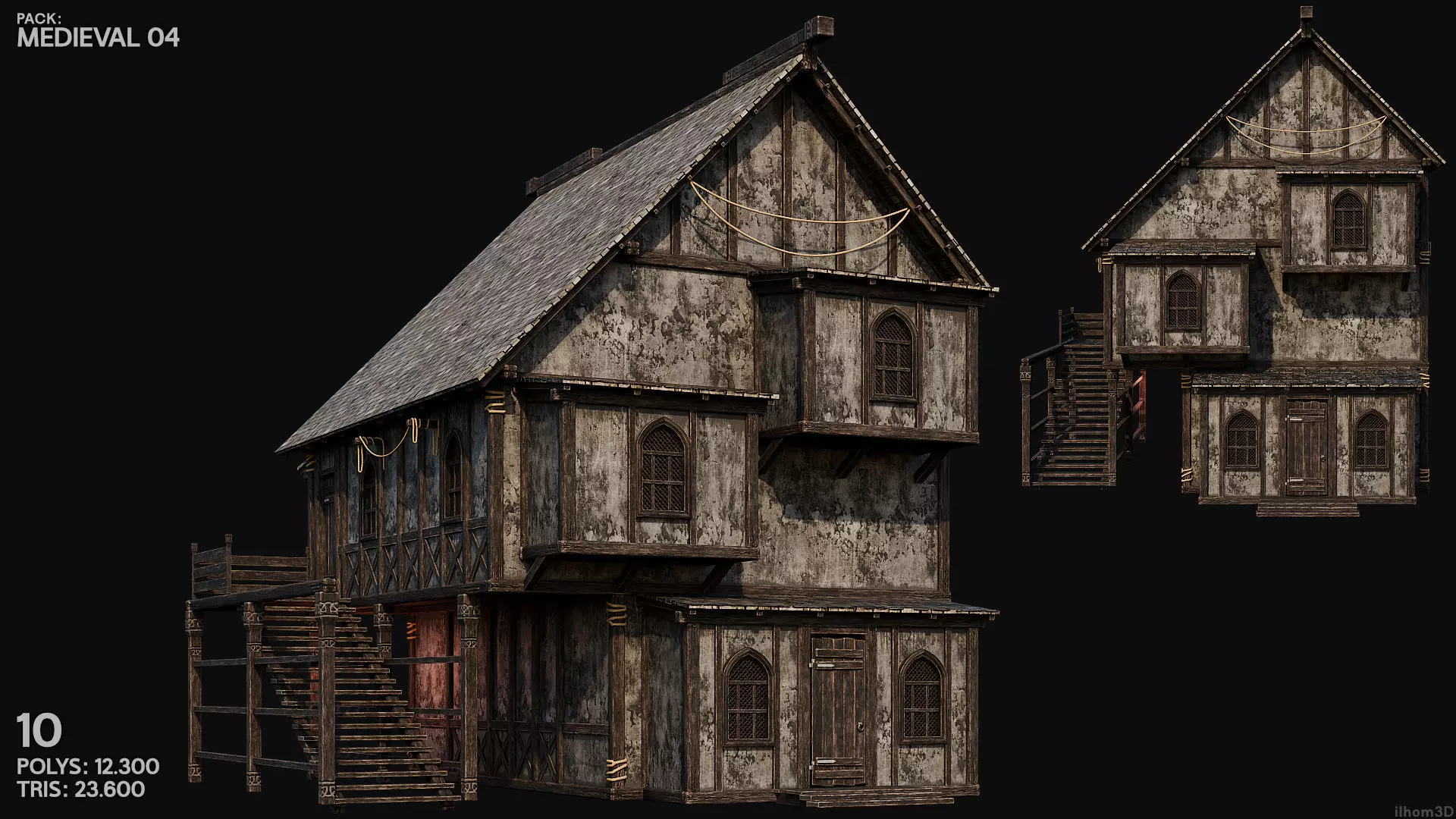 MEDIEVAL 04 with INTERIORS 4K TEXTURES Low-poly 3D model_10