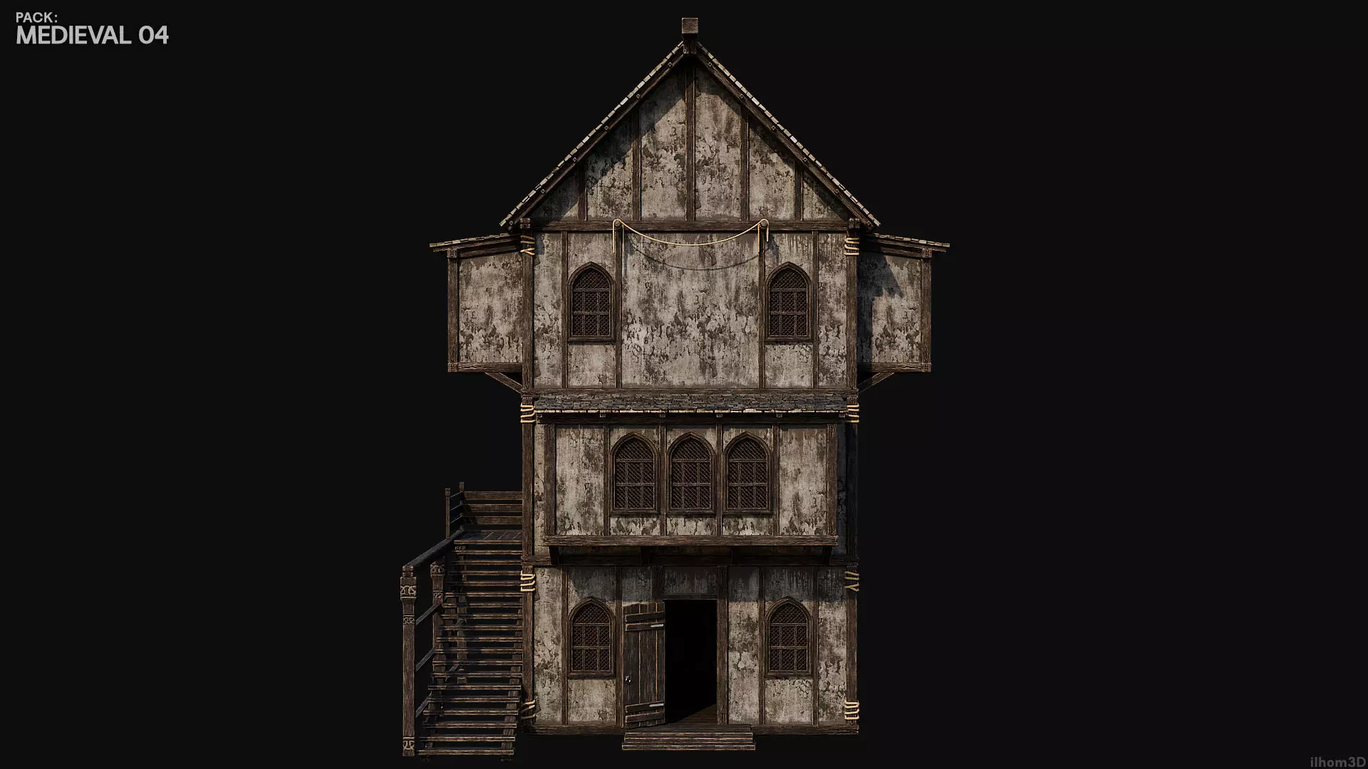 MEDIEVAL 04 with INTERIORS 4K TEXTURES Low-poly 3D model_14